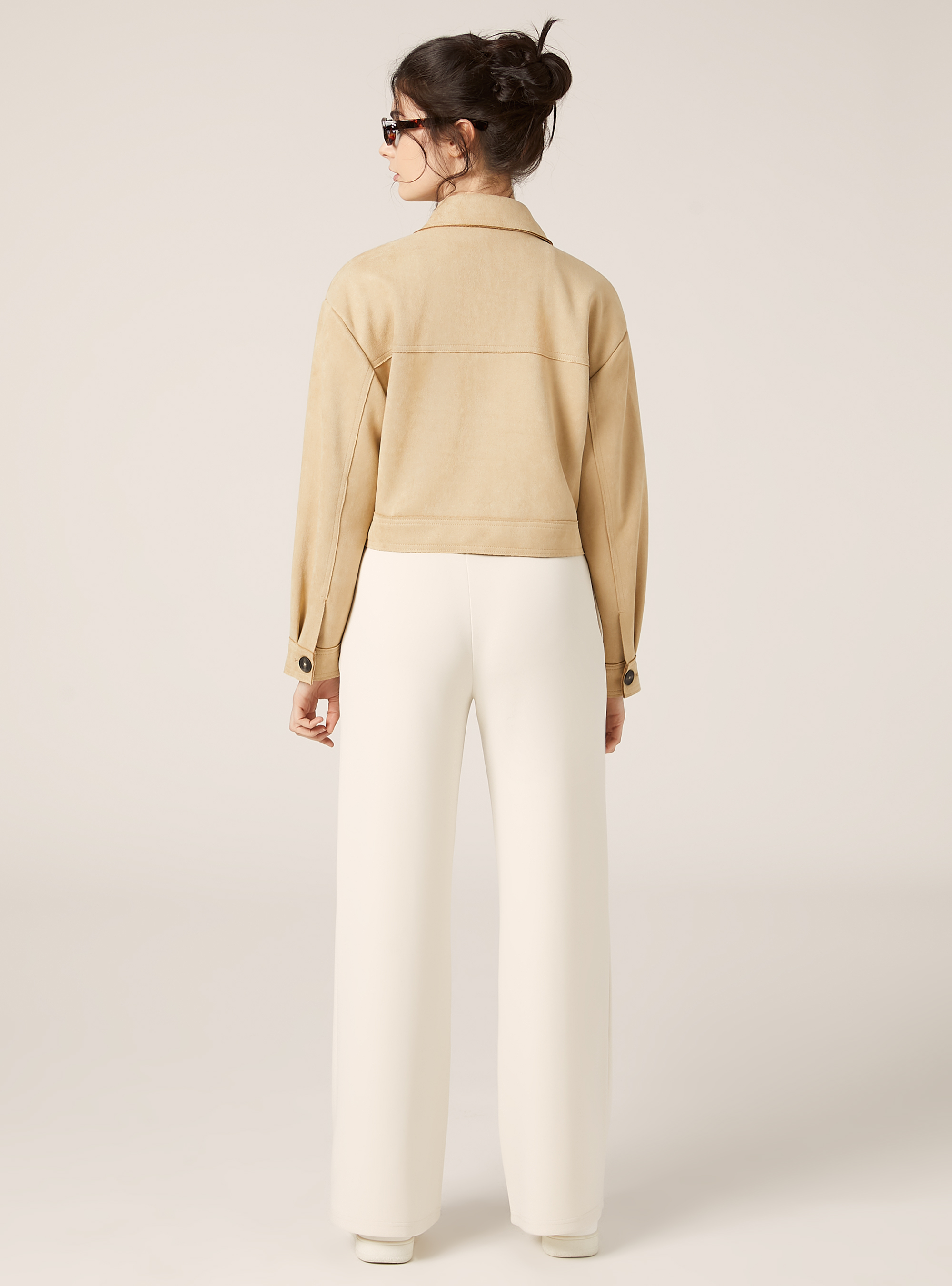 Giacca camicia effetto suede, BG3 BEIGE LIGHT