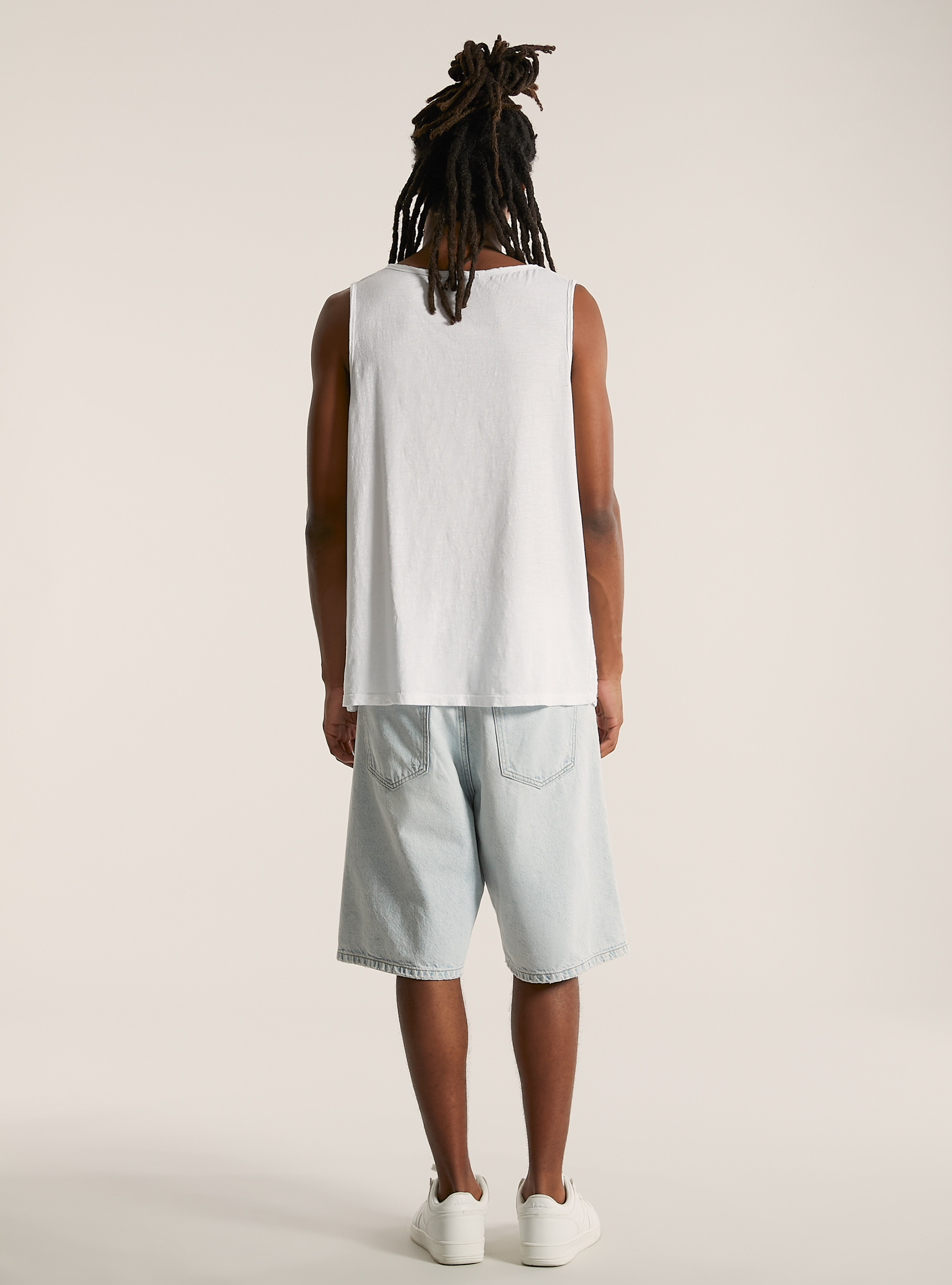 Linen-blend tank top, WH2 WHITE