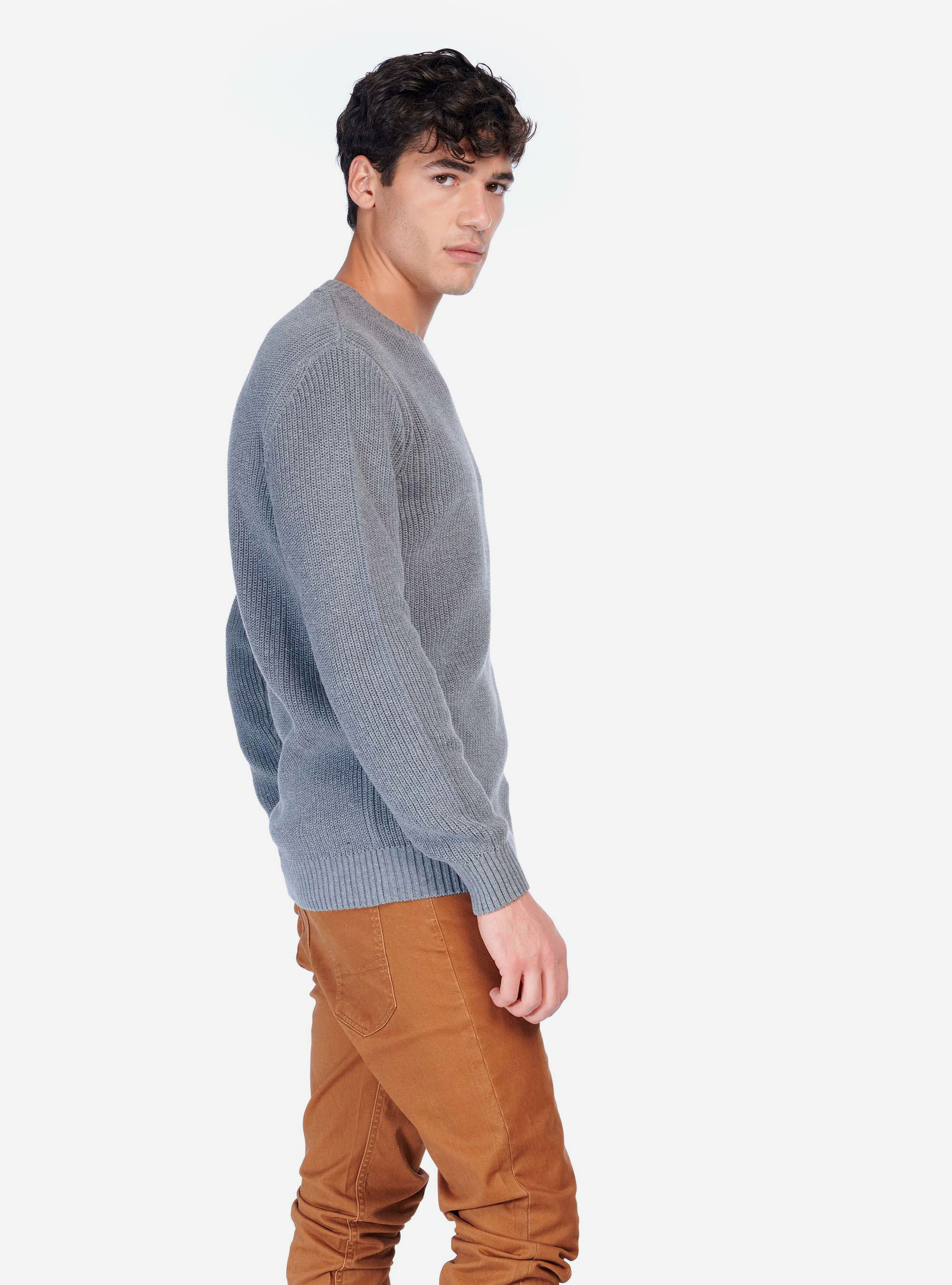 Pull à côtes anglaises, C146 GREY MEL