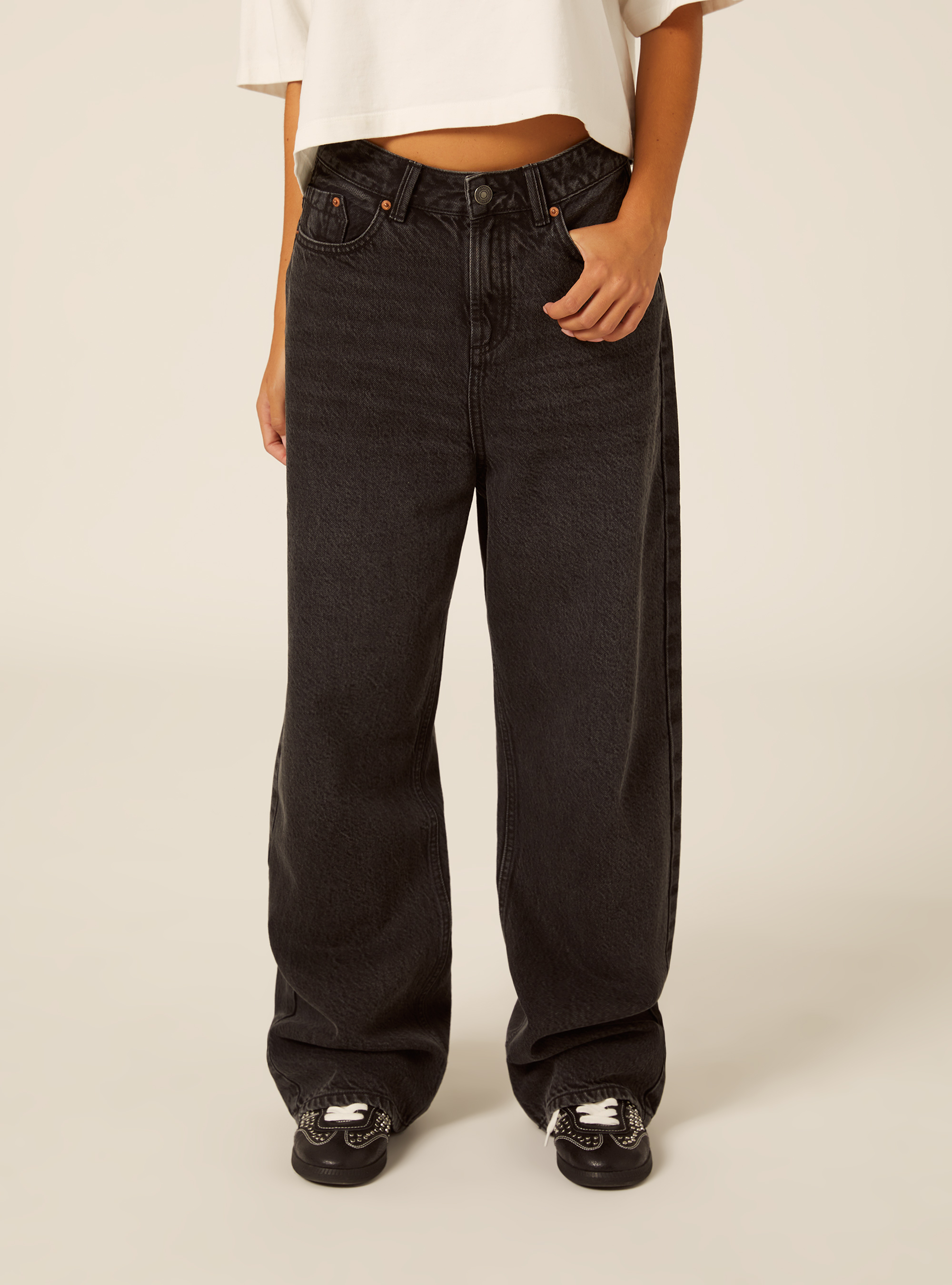 Wide leg jeans, D000 BLACK