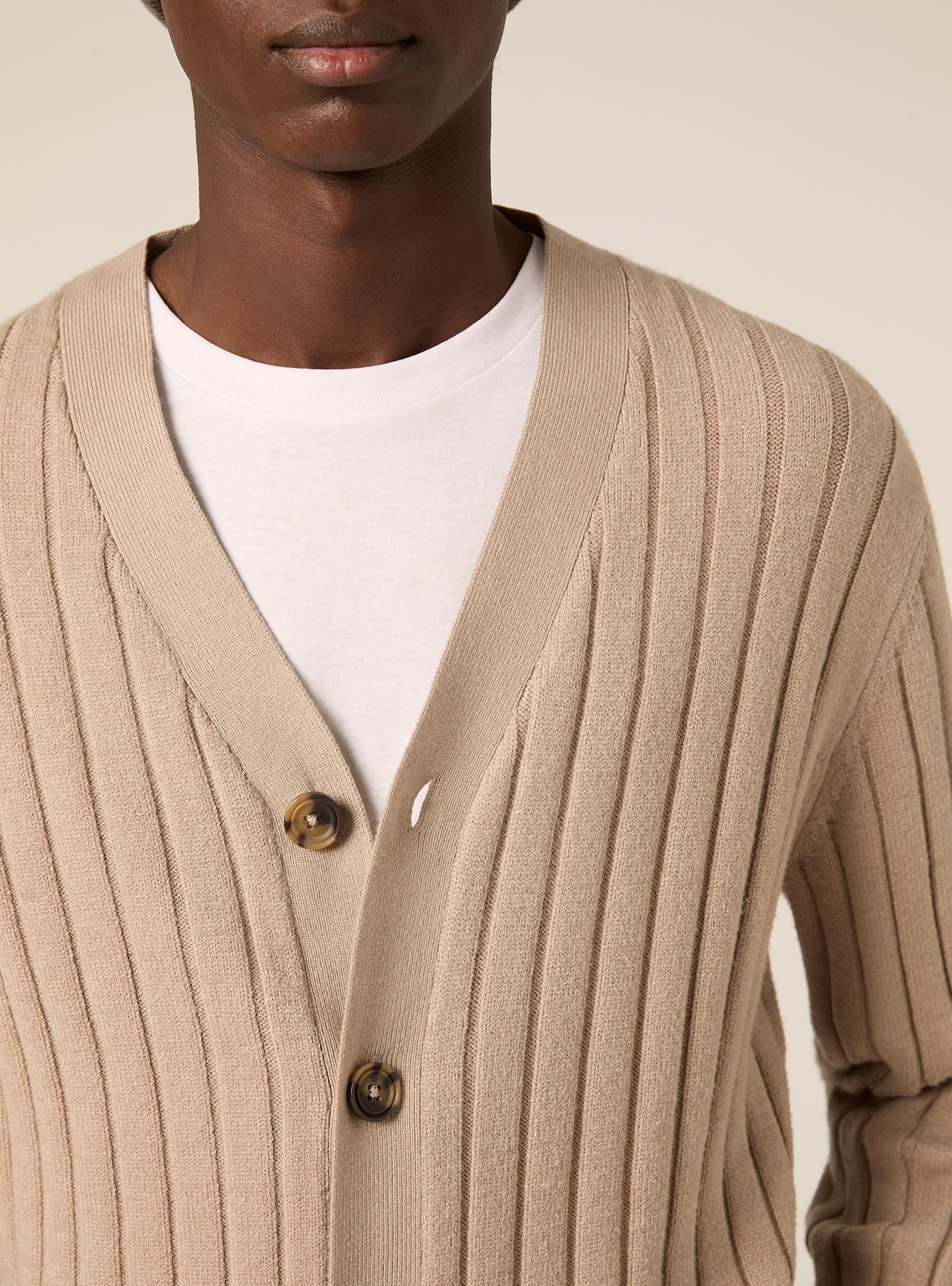 Cardigan  in rib, BG2 BEIGE MEDIUM