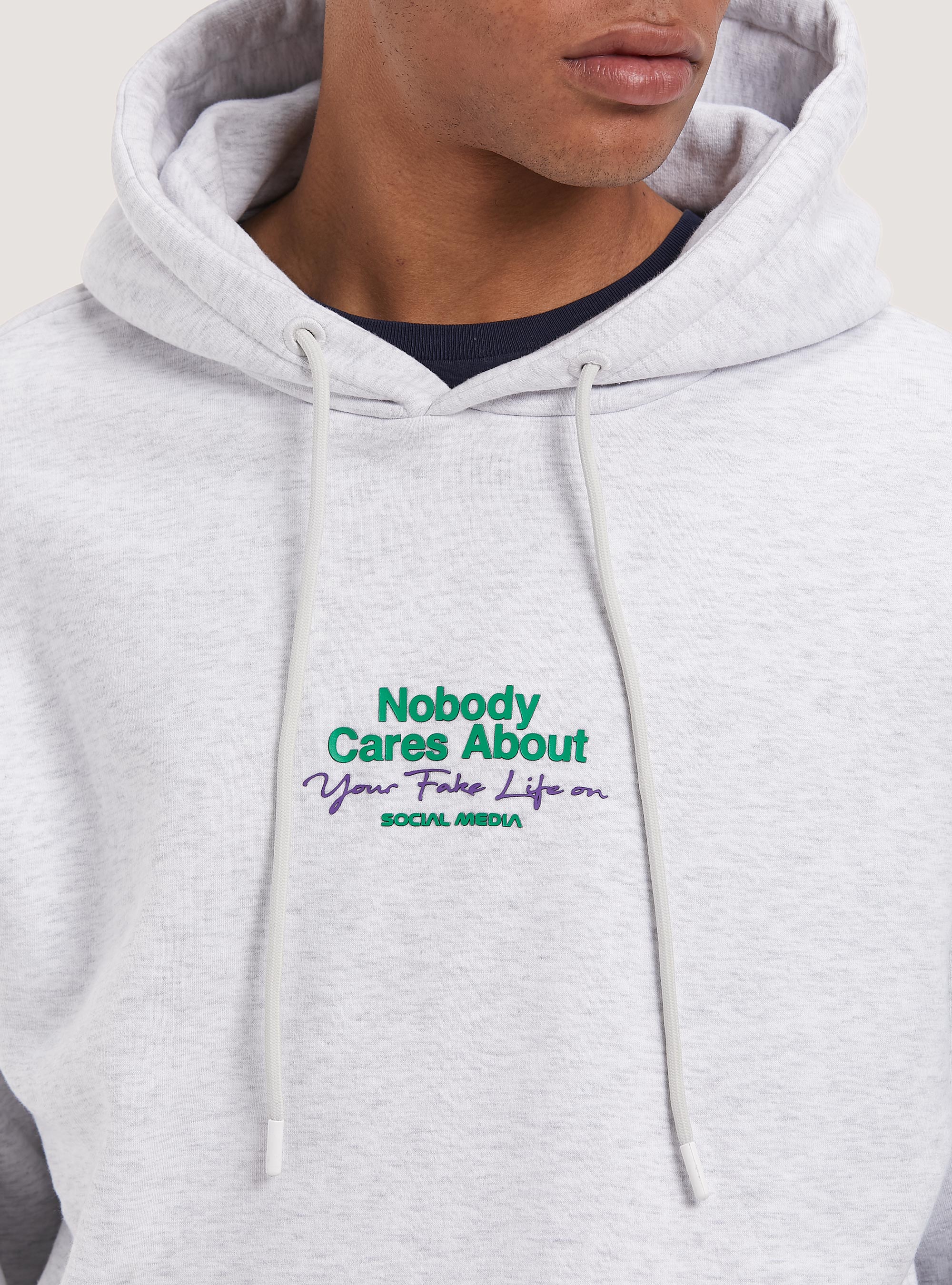 Sweatshirt with print and hood, MGY3 GREY MEL LIGHT