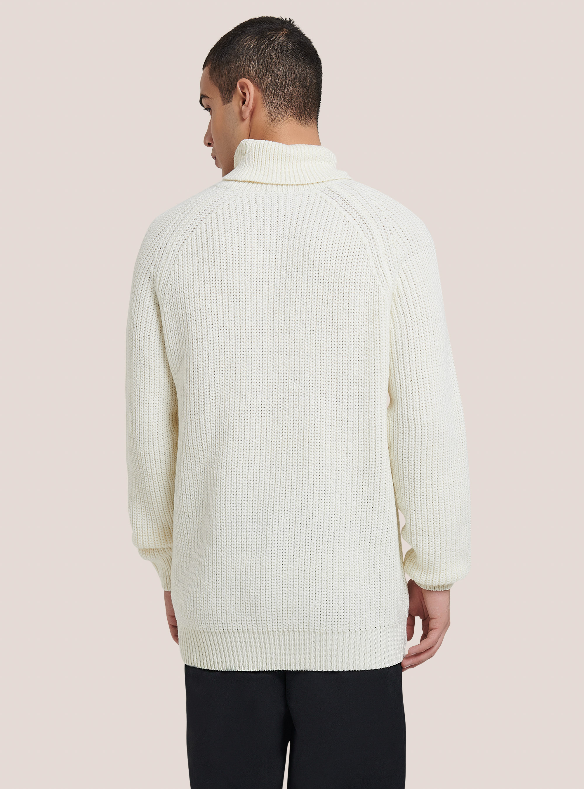 Pullover caldo collo alto a coste inglesi, WH2 WHITE