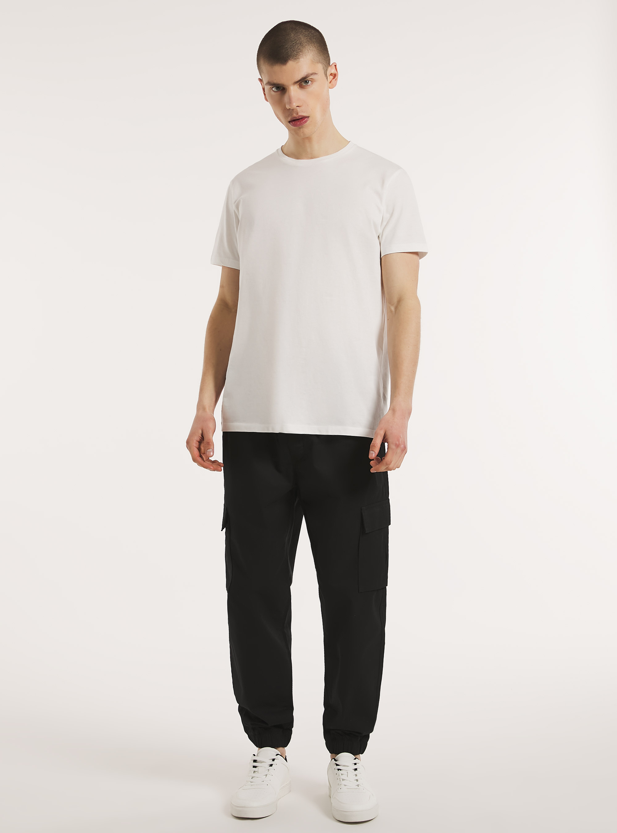 Cotton jogger trousers, BK1 BLACK