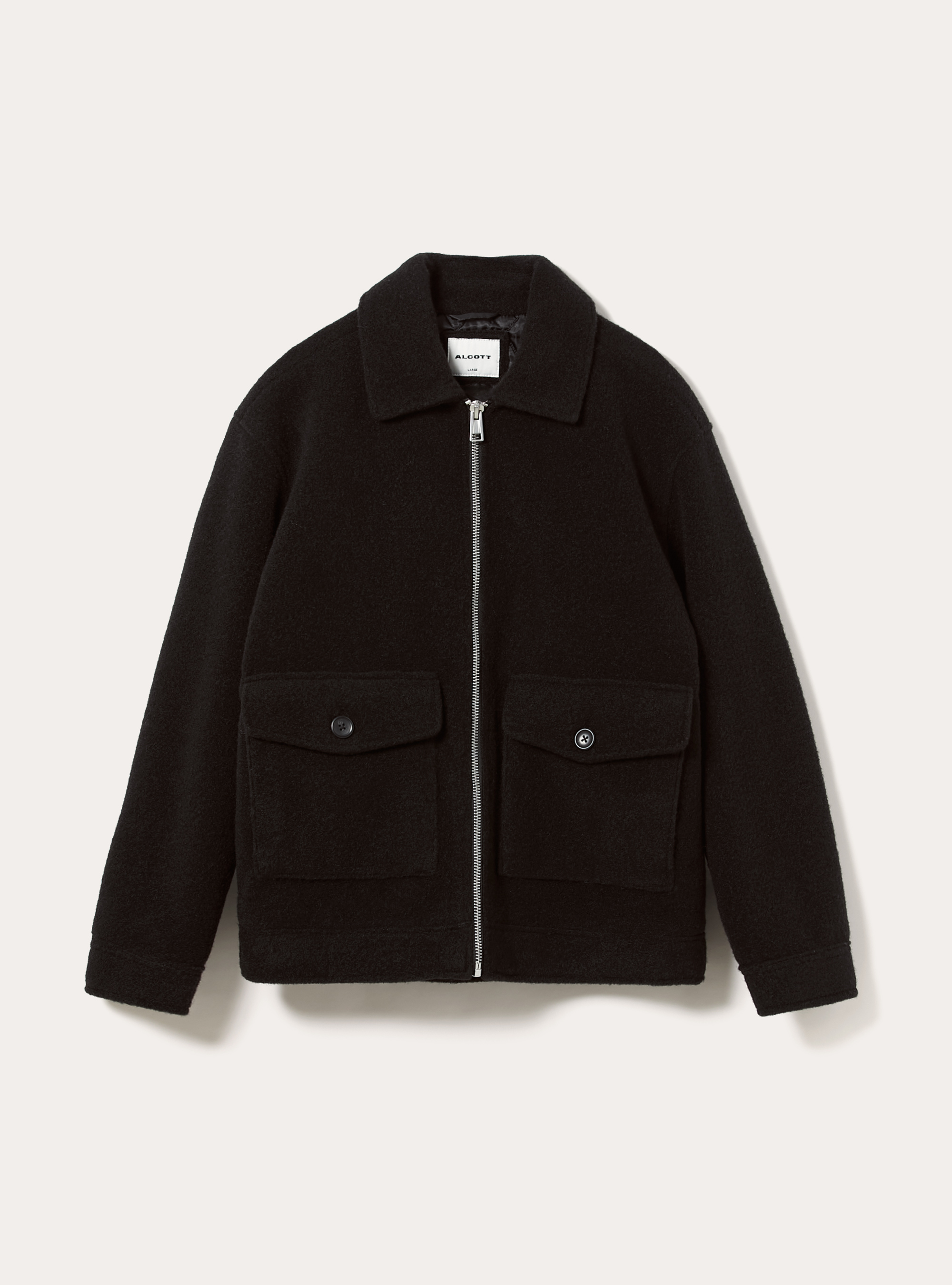 Bomber con collo camicia n melton, BK1 BLACK