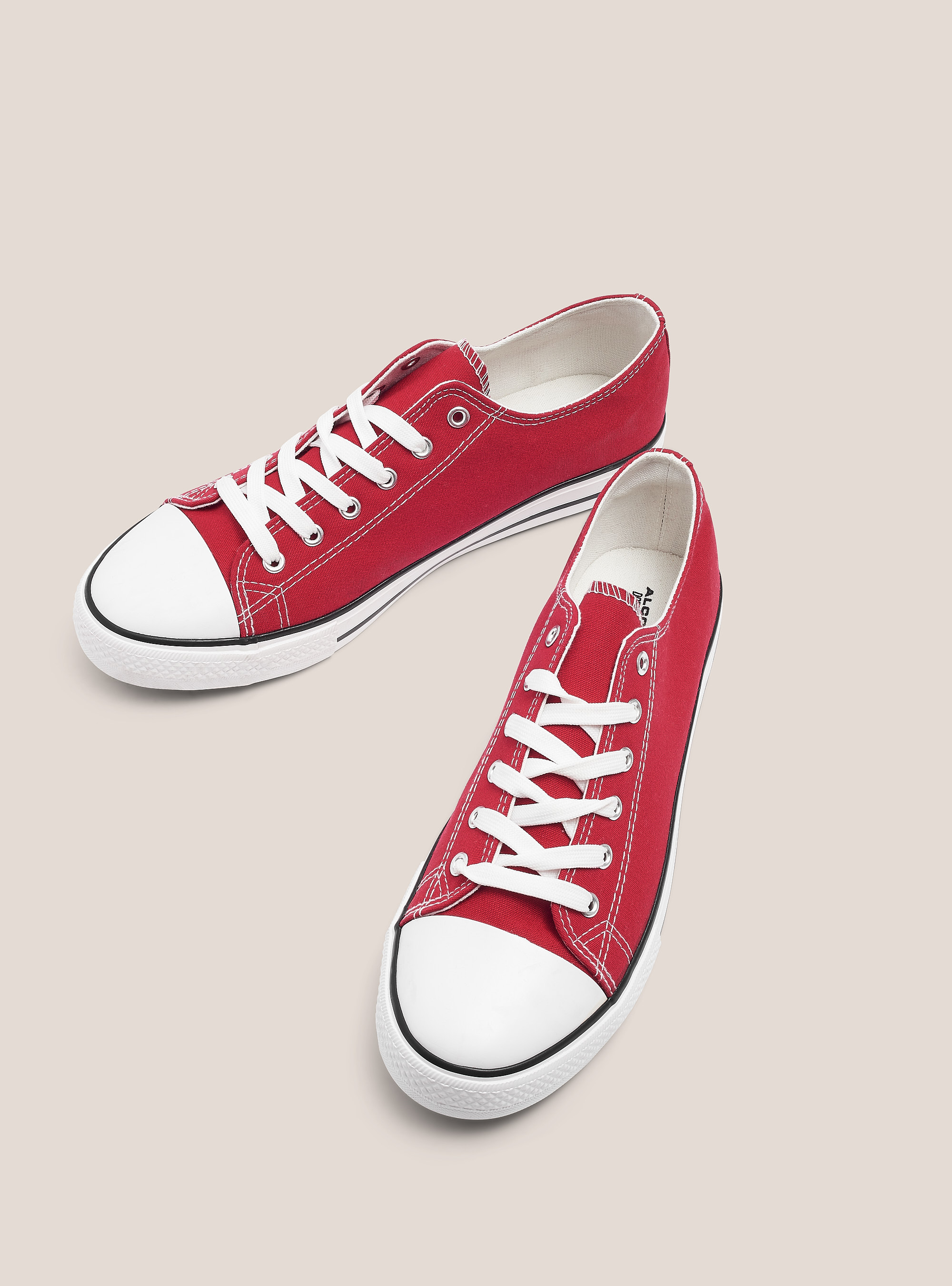 Low trainers in light fabric, RED