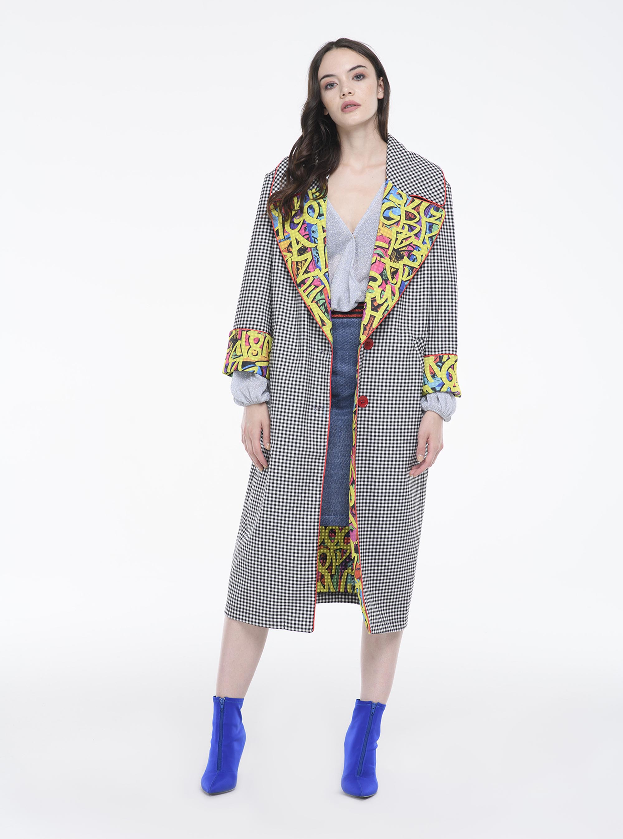 Gonna con bande lurex, C214 BLUE NAVY