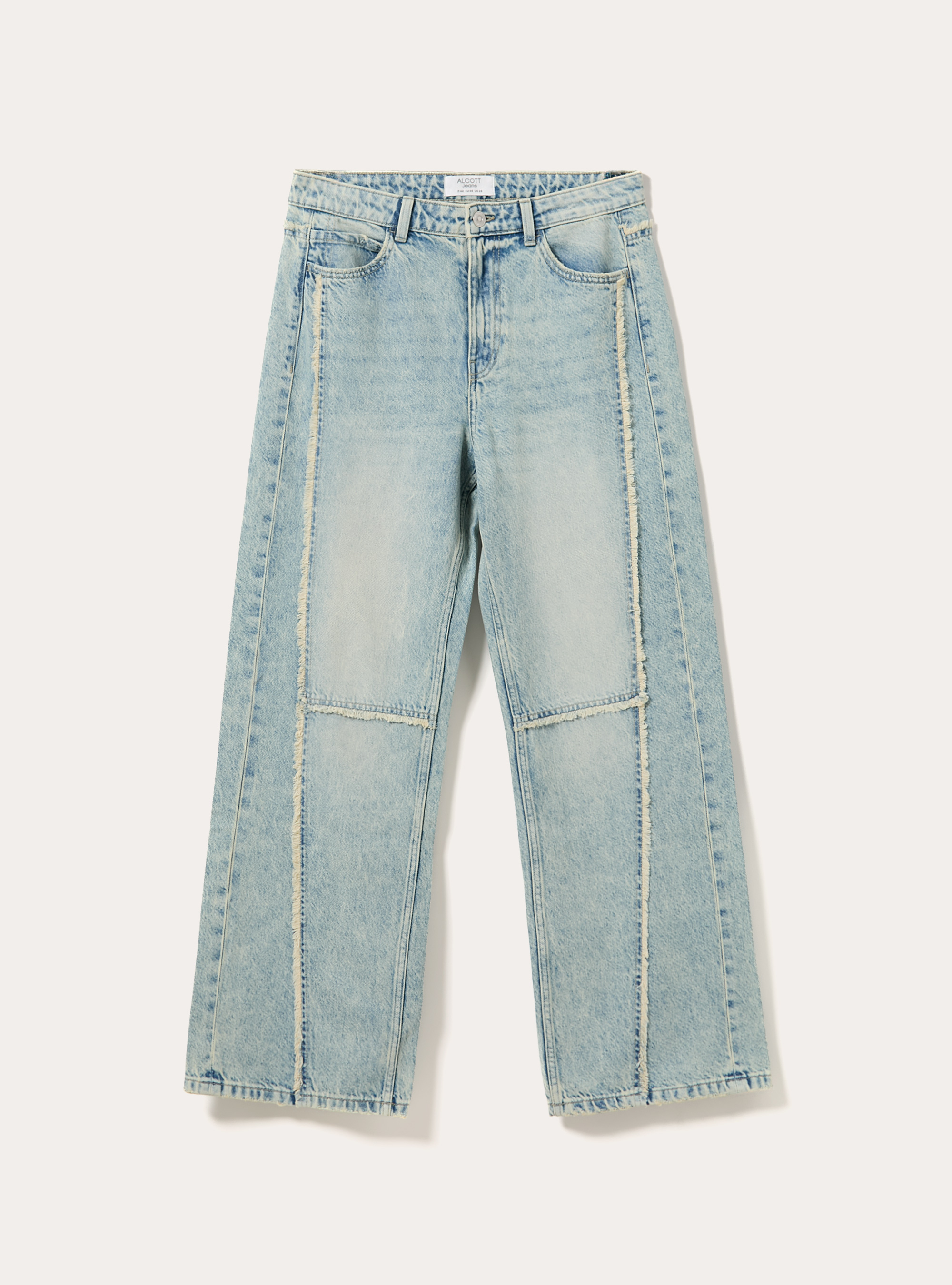 Jeans baggy con frange, D005 LIGHT BLUE