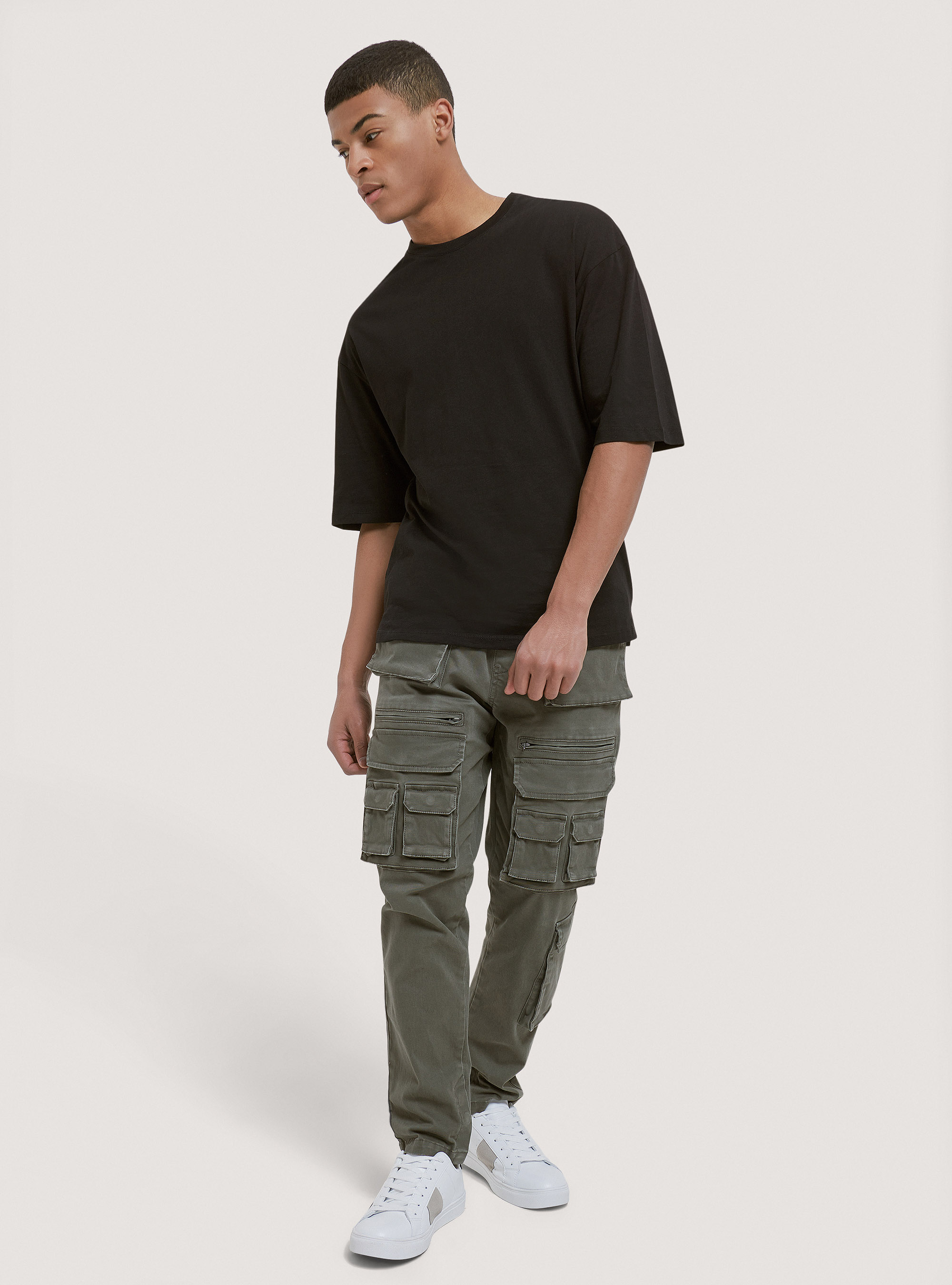 Oversized cotton T-shirt, BLACK