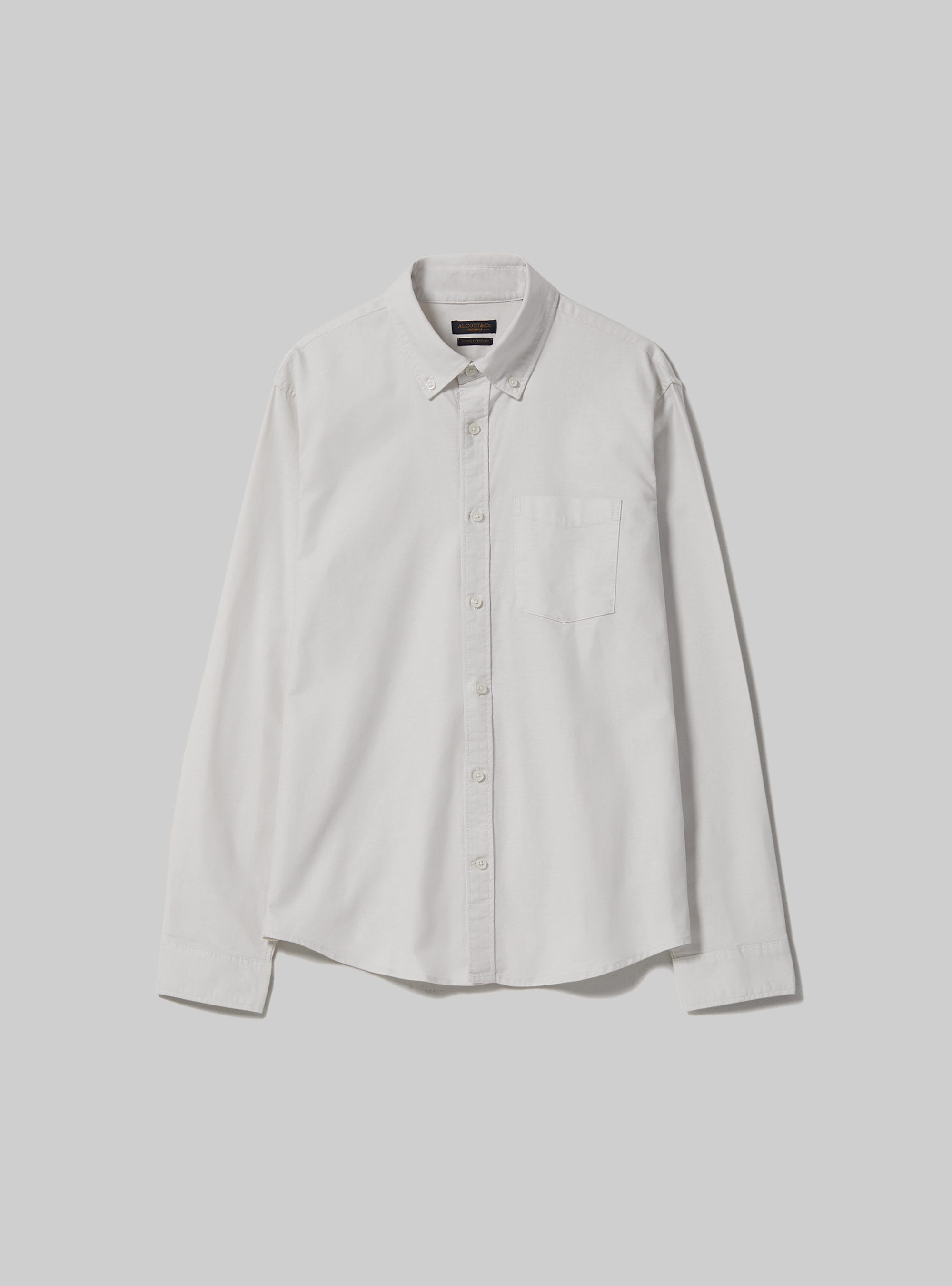 Unifarbenes Baumwollhemd, WH1 OFF WHITE