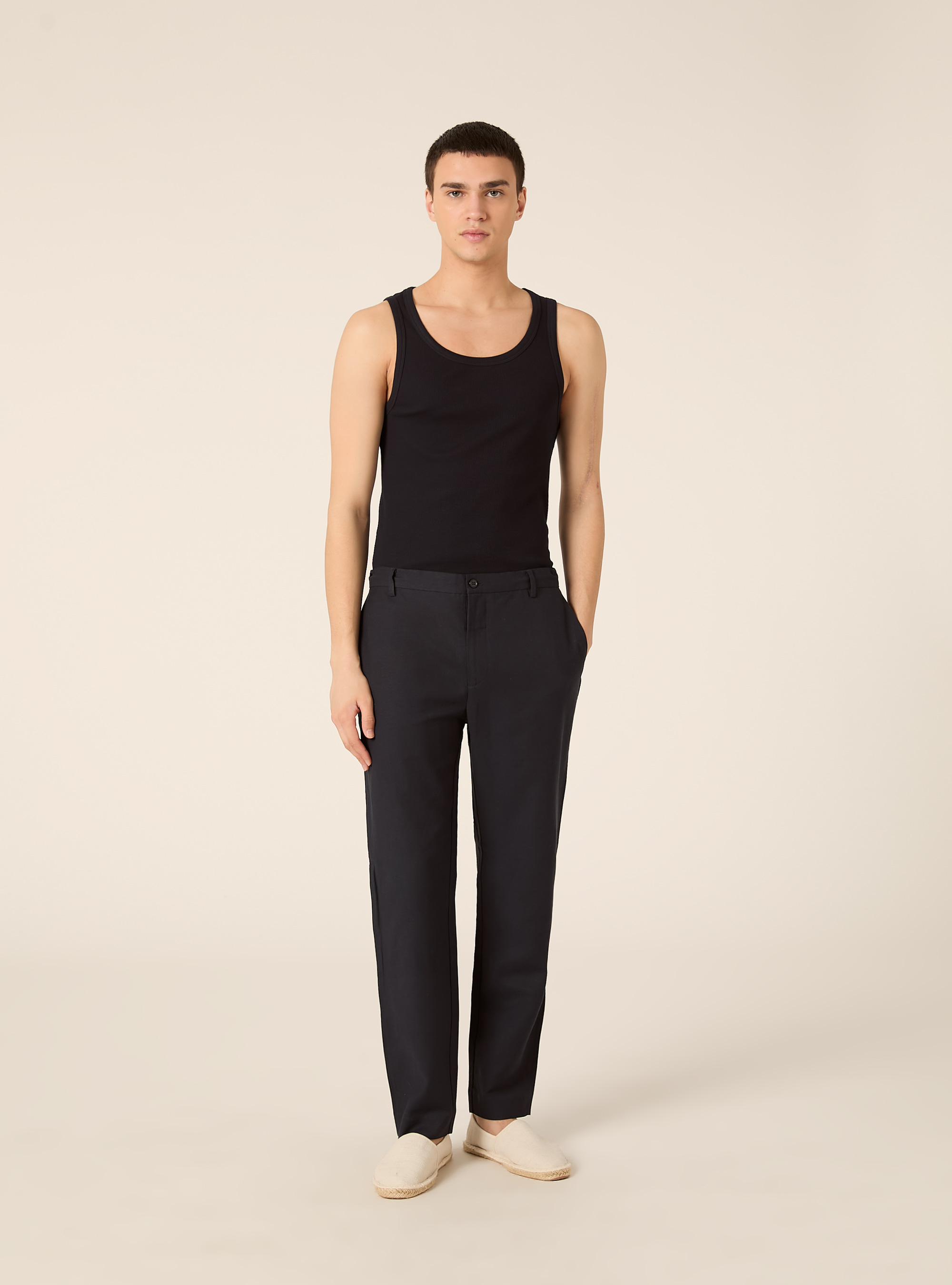 Pantaloni misto lino con coulisse interna, NA2 NAVY MEDIUM