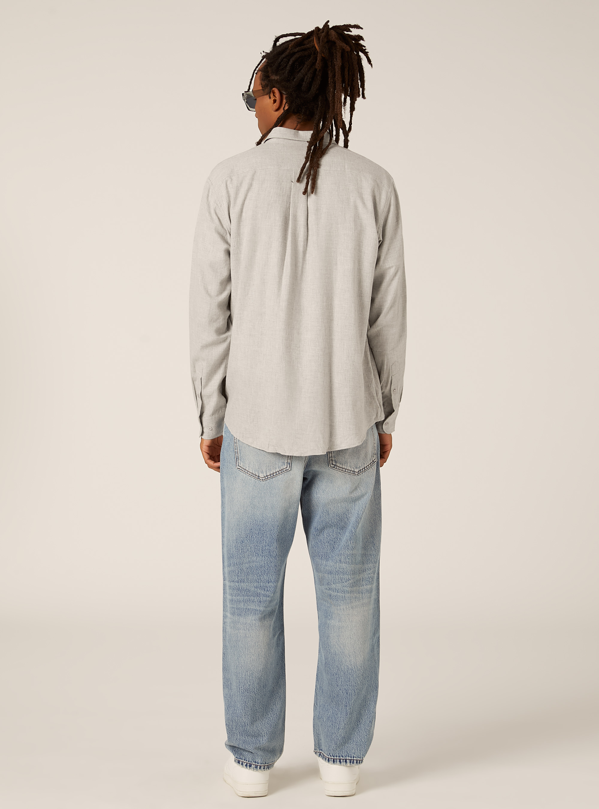 Regular fit flannel shirt, MGY2 GREY MEL MEDIUM