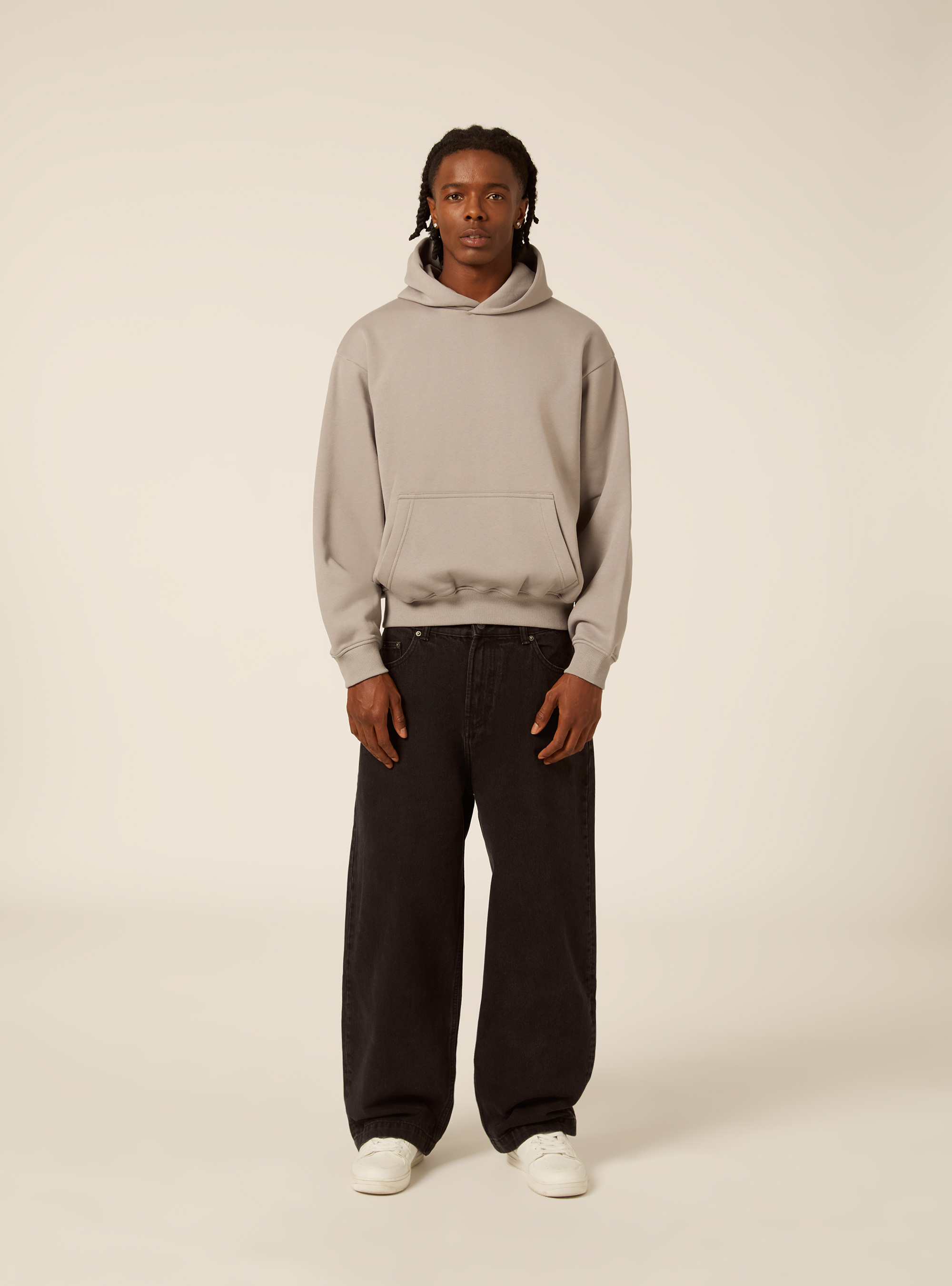 Sweat &agrave; capuche coupe boxy, GY2 GREY MEDIUM