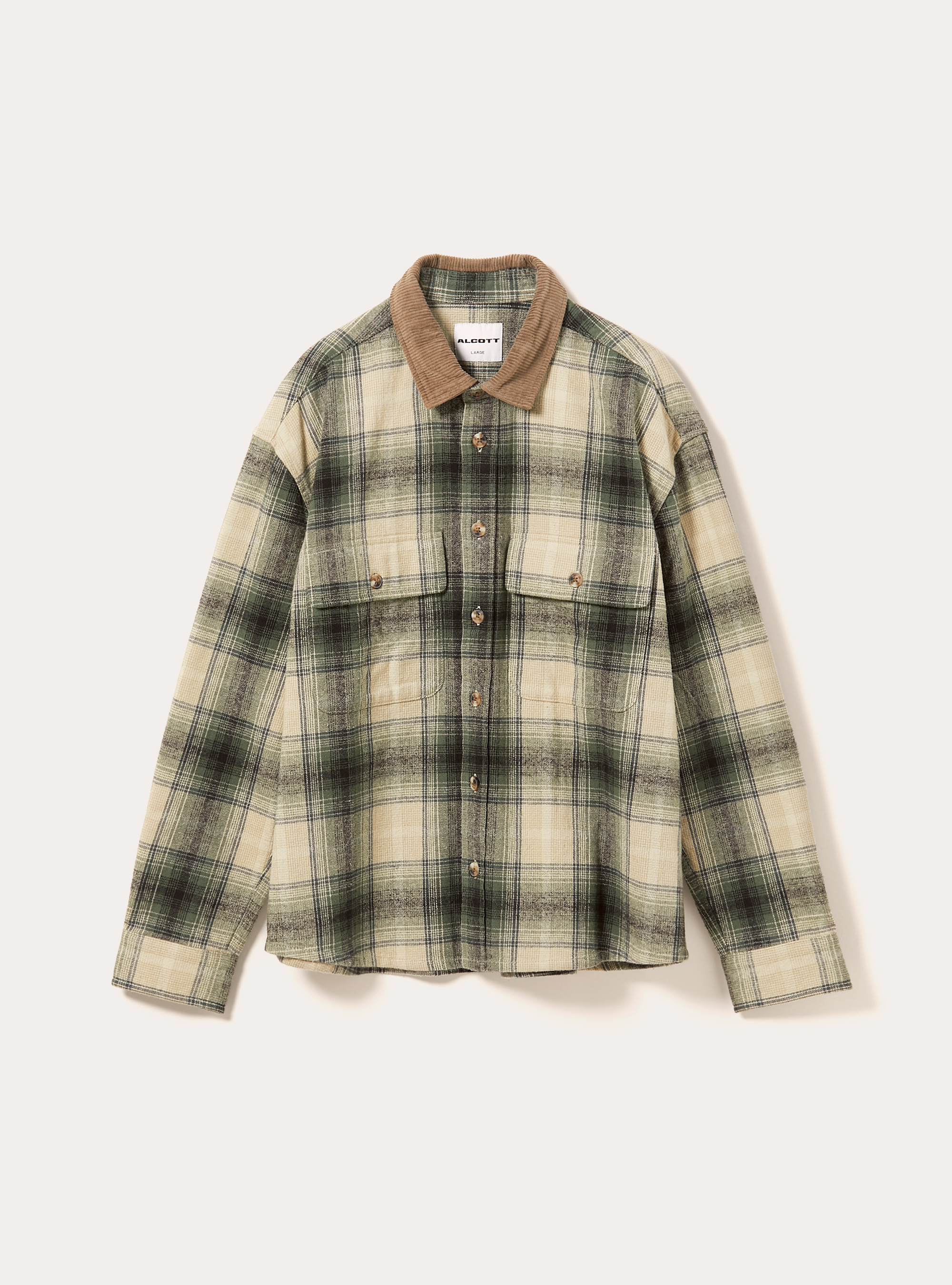 Overshirt aus Flanell mit Samtkragen, KY2 KAKY MEDIUM
