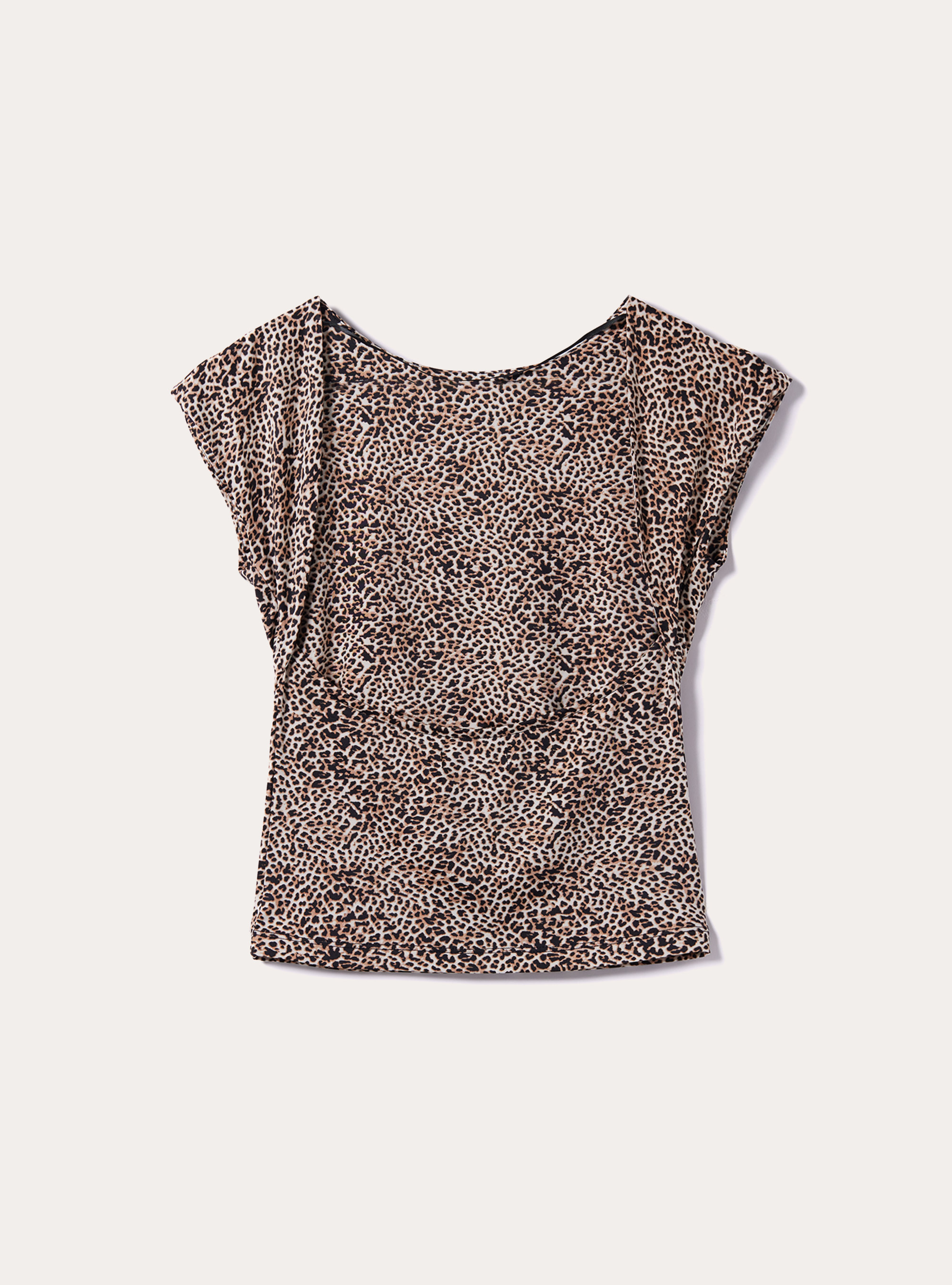 Animal print open back T-shirt, ANIMALIER BROWN
