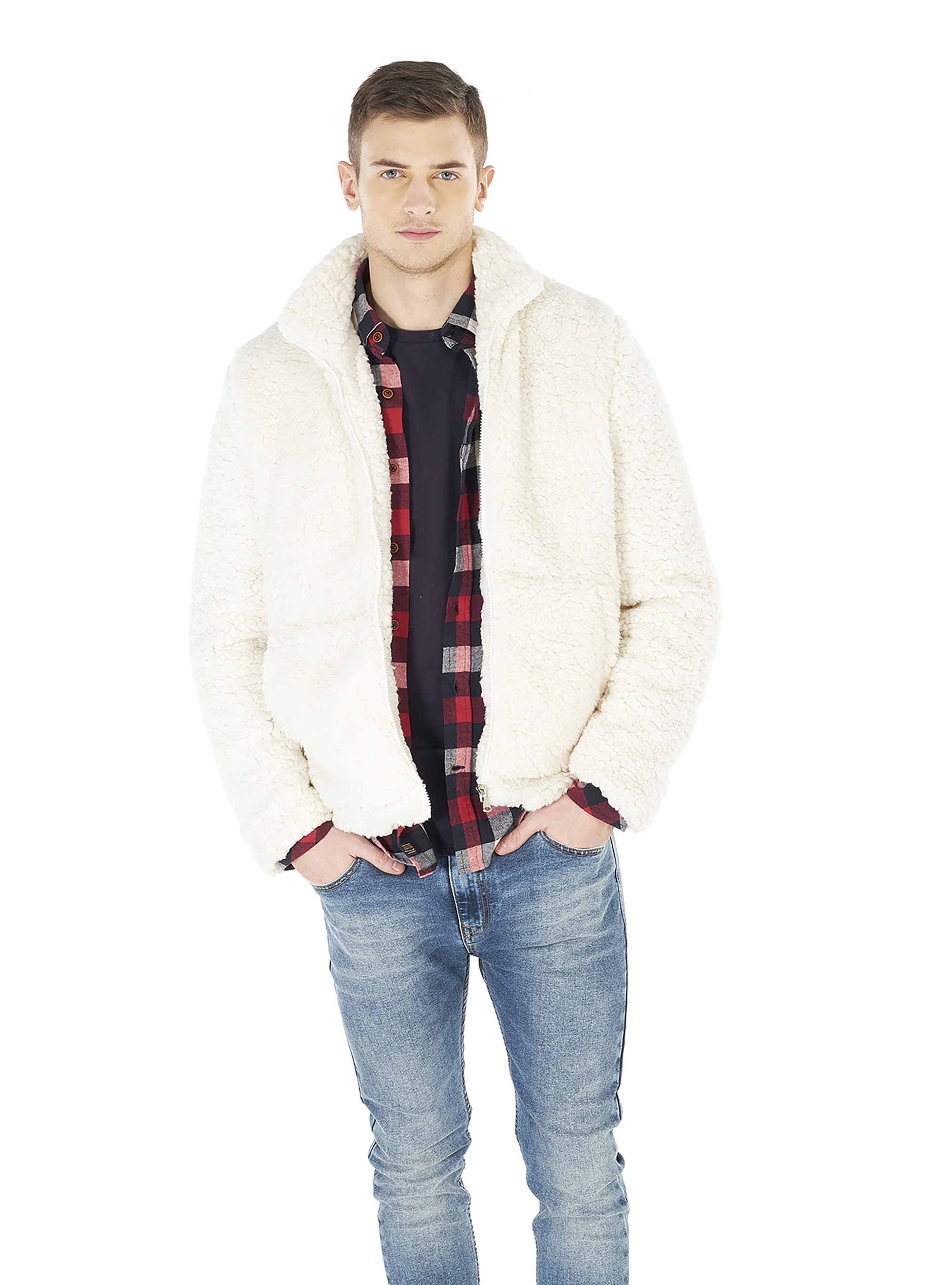 Giubbotto con cerniera e cappuccio, BLANCO