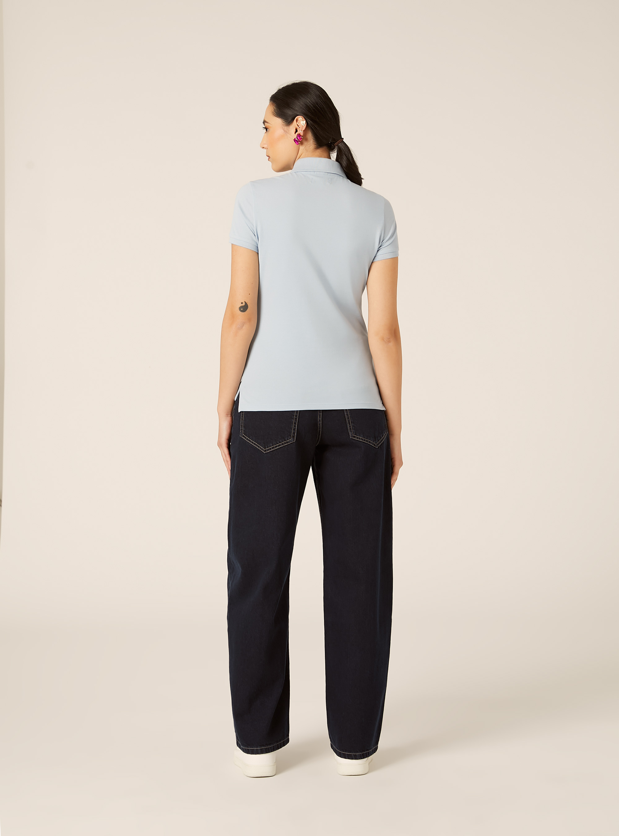 Polo Slim Fit avec Logo Brod&eacute;, AZ3 AZURE LIGHT