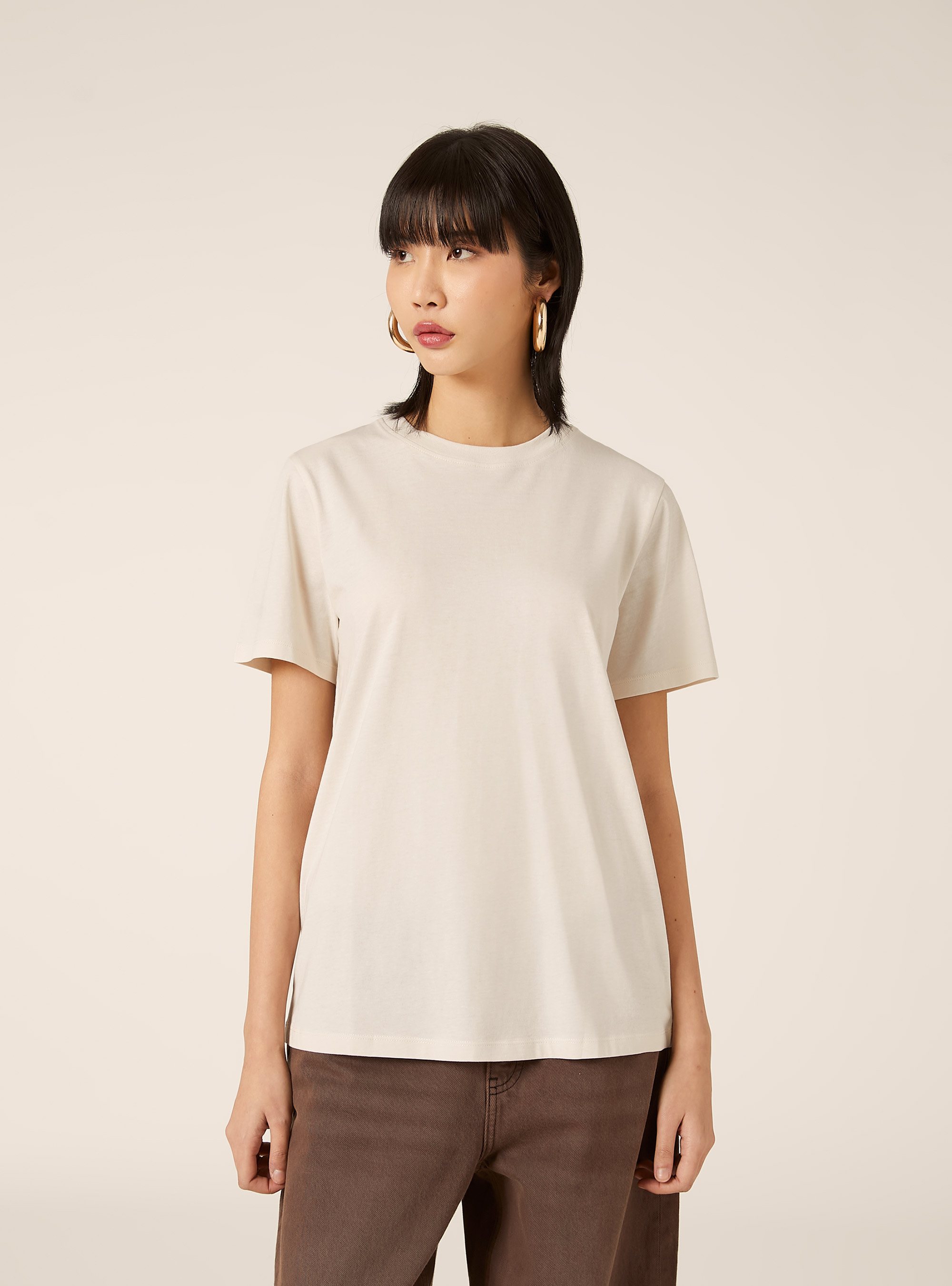 Cotton crew neck T-shirt, CR3 CREAM LIGHT