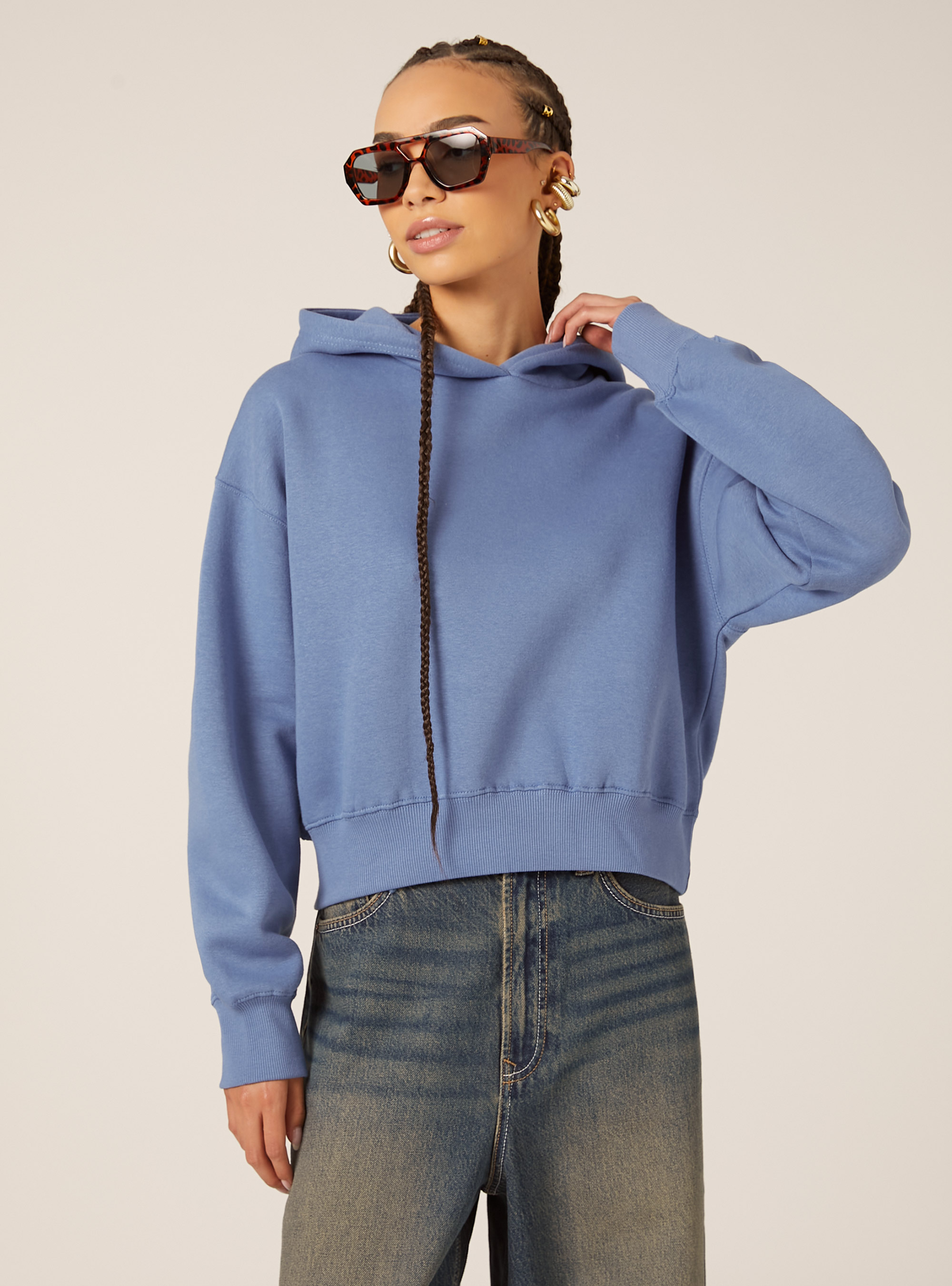 Sweat à capuche coupe boxy, AZ1 AZURE DARK