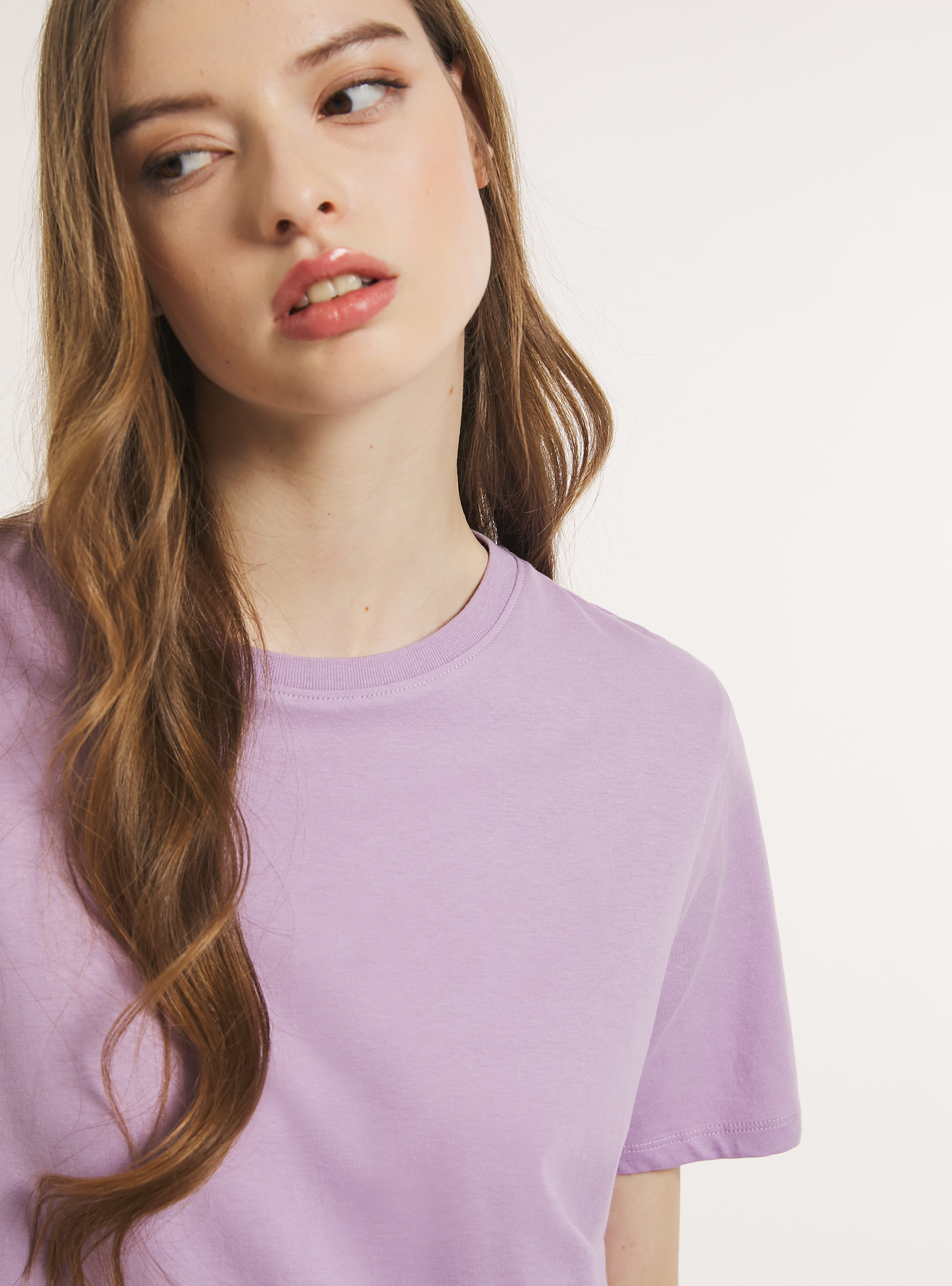 Crew-neck cotton T-shirt, LC2 LILLAC MEDIUM