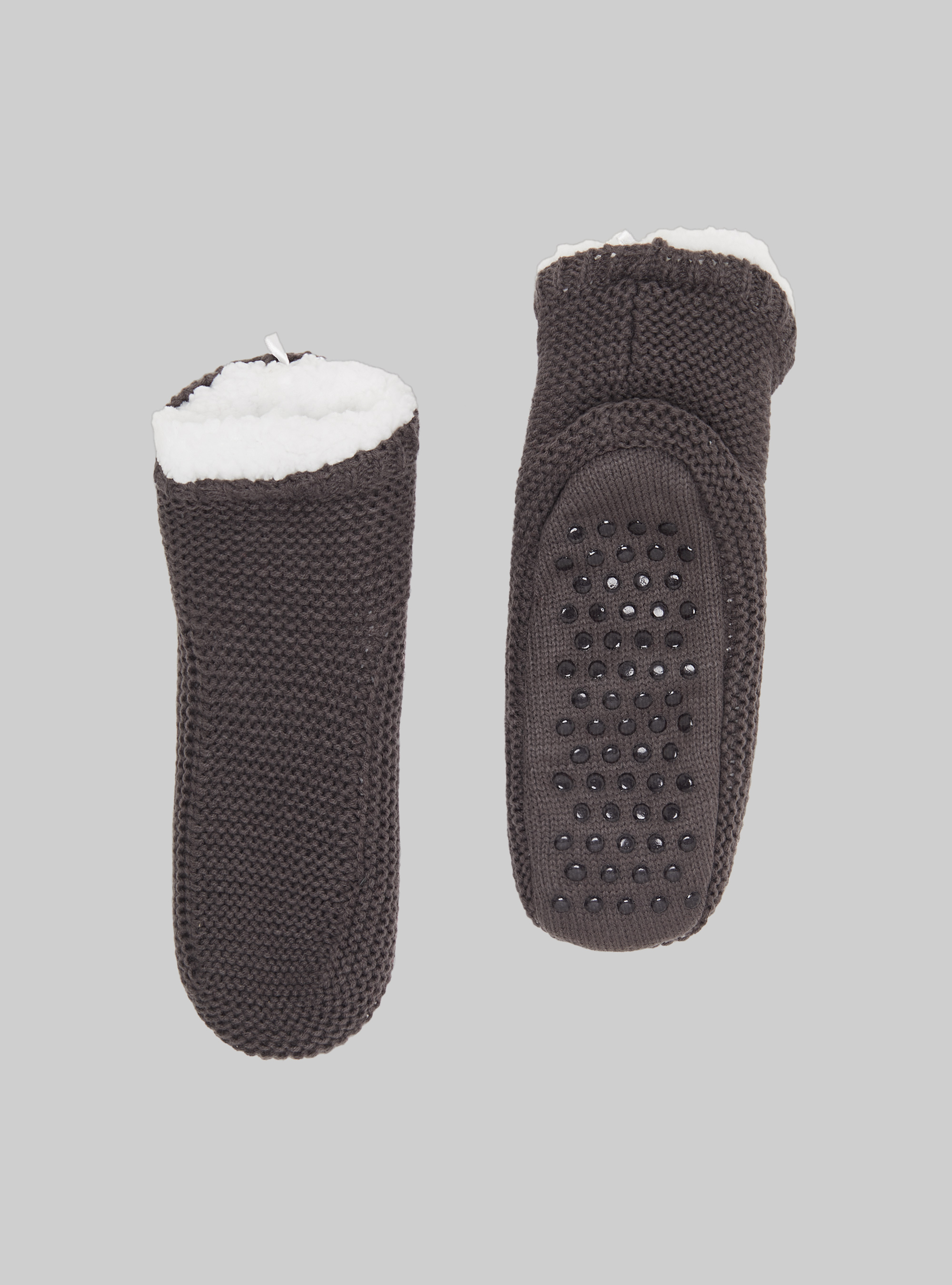Calzini con fodera in finto agnellato, GY1 GREY DARK