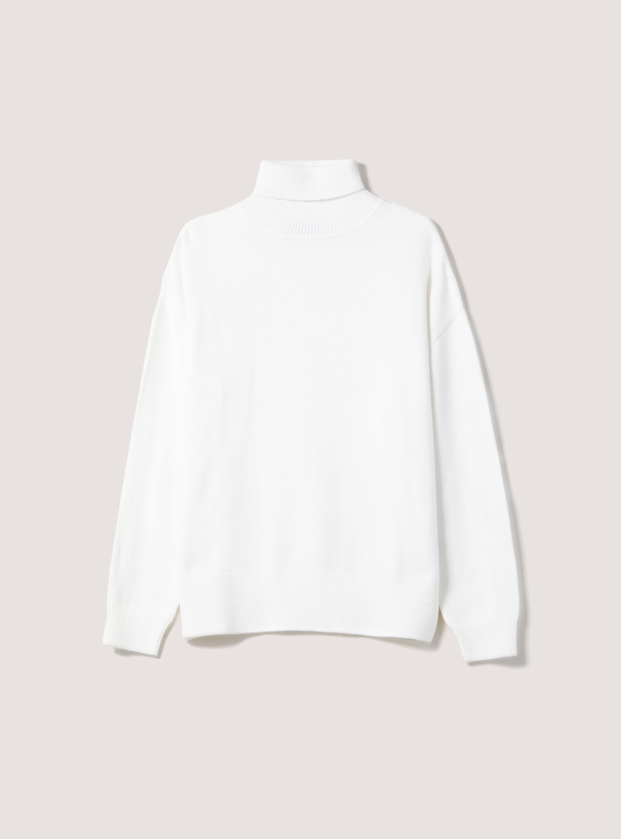 Pullover morbido collo alto boxy fit elasticizzato, WH2 WHITE