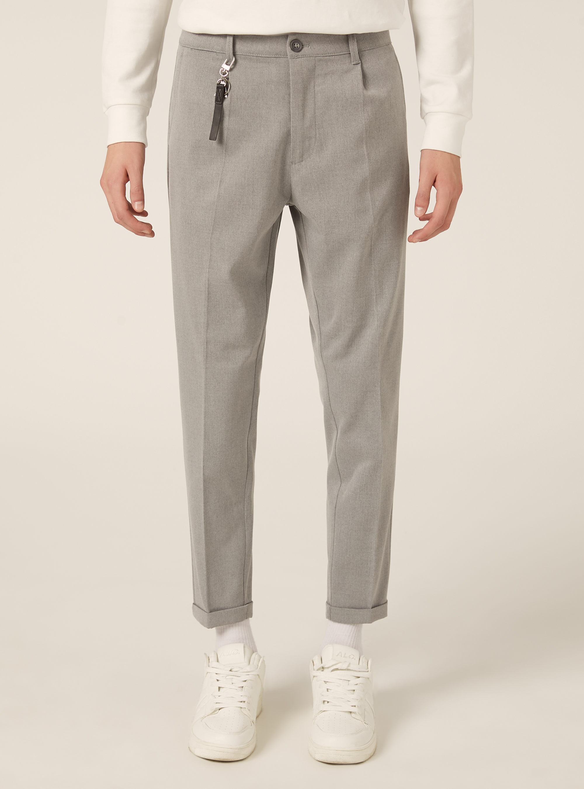 Pantalón clásico de corte ajustado, MGY3 GREY MEL LIGHT