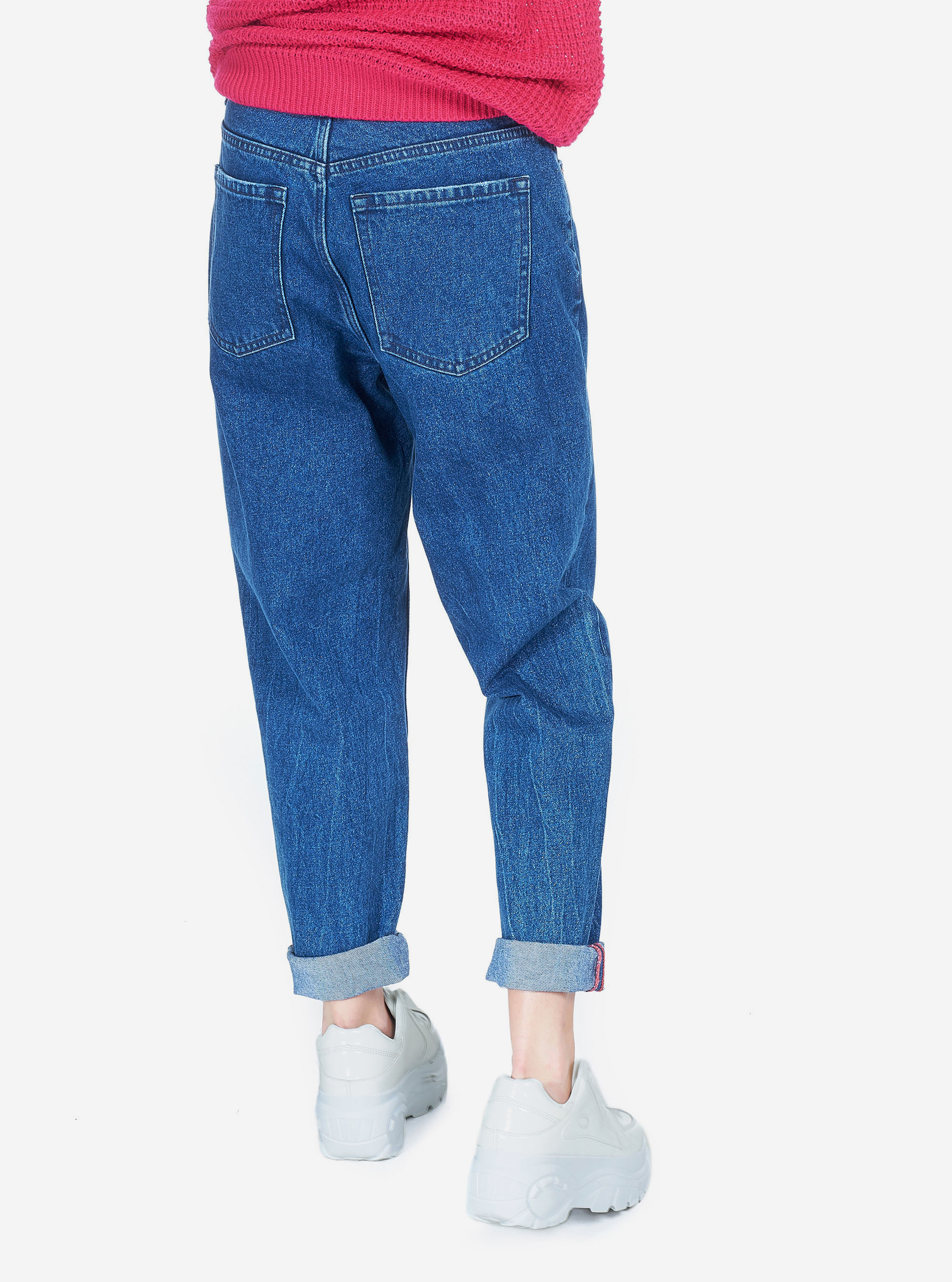 Jeans mom fit  taille haute, C218 BLUE NAVY