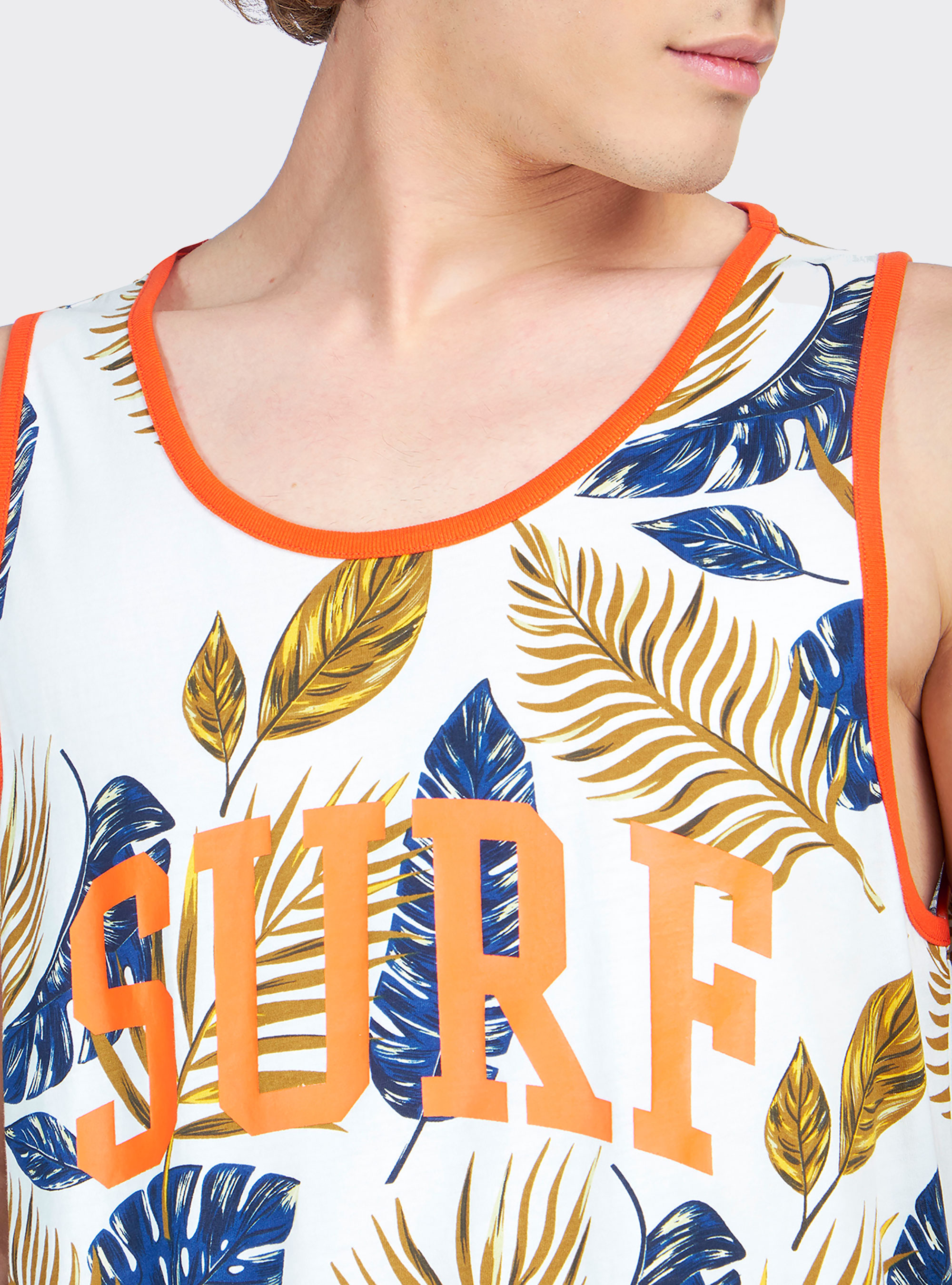 Cotton comfort-stretch tank top, FLOWER WHITE