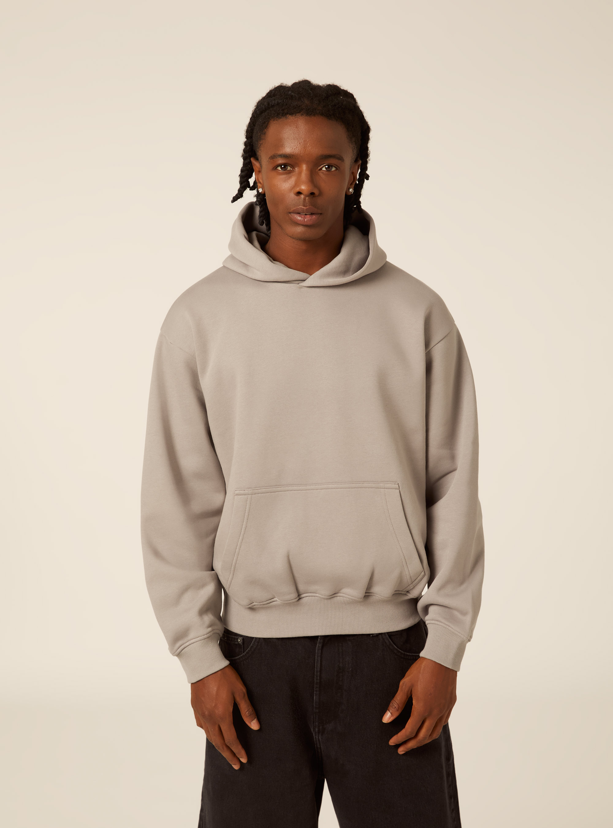 Sweat &agrave; capuche coupe boxy, GY2 GREY MEDIUM