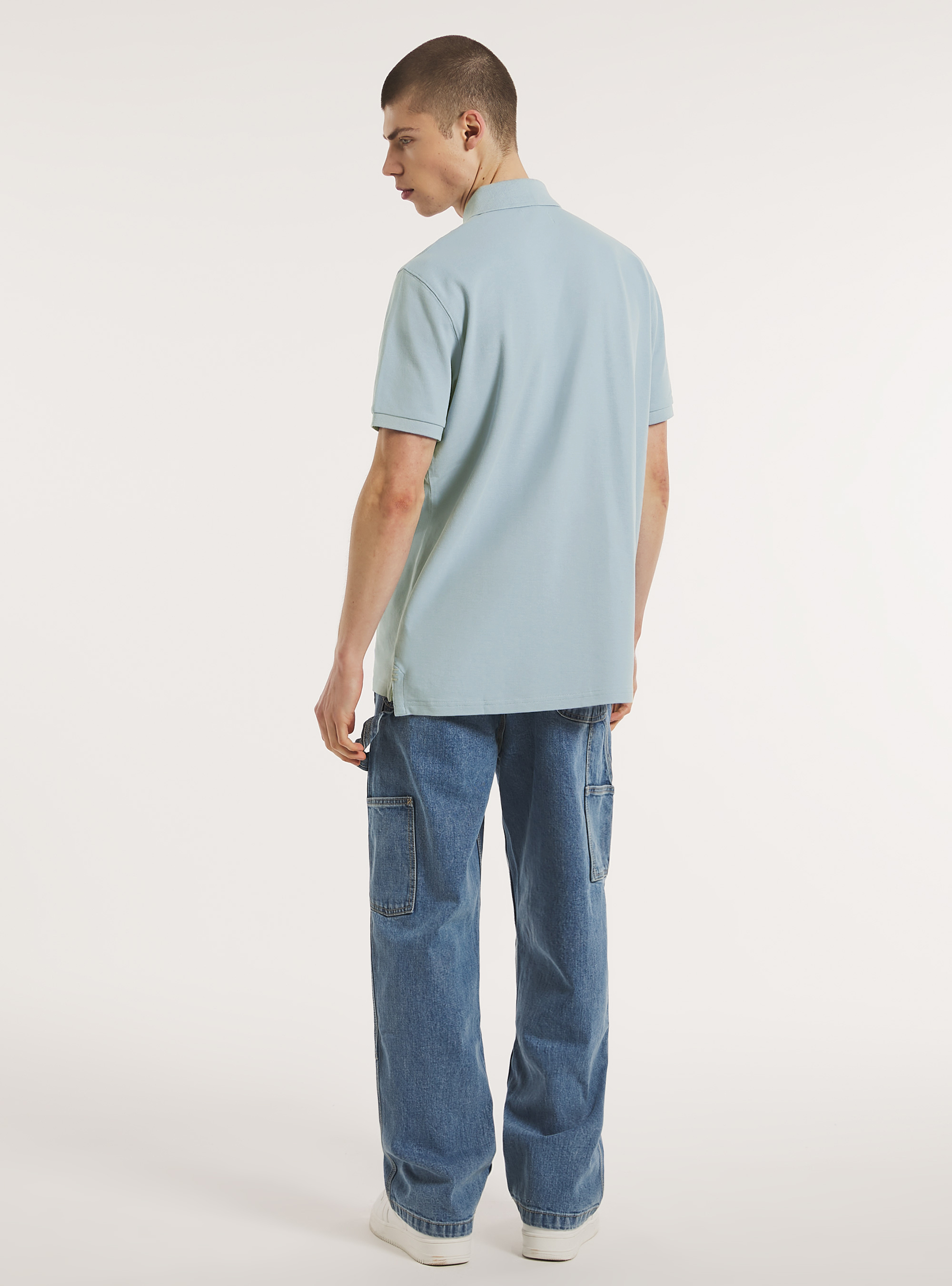 Cotton piqu&eacute; polo shirt with embroidery, AZ3 AZURE LIGHT