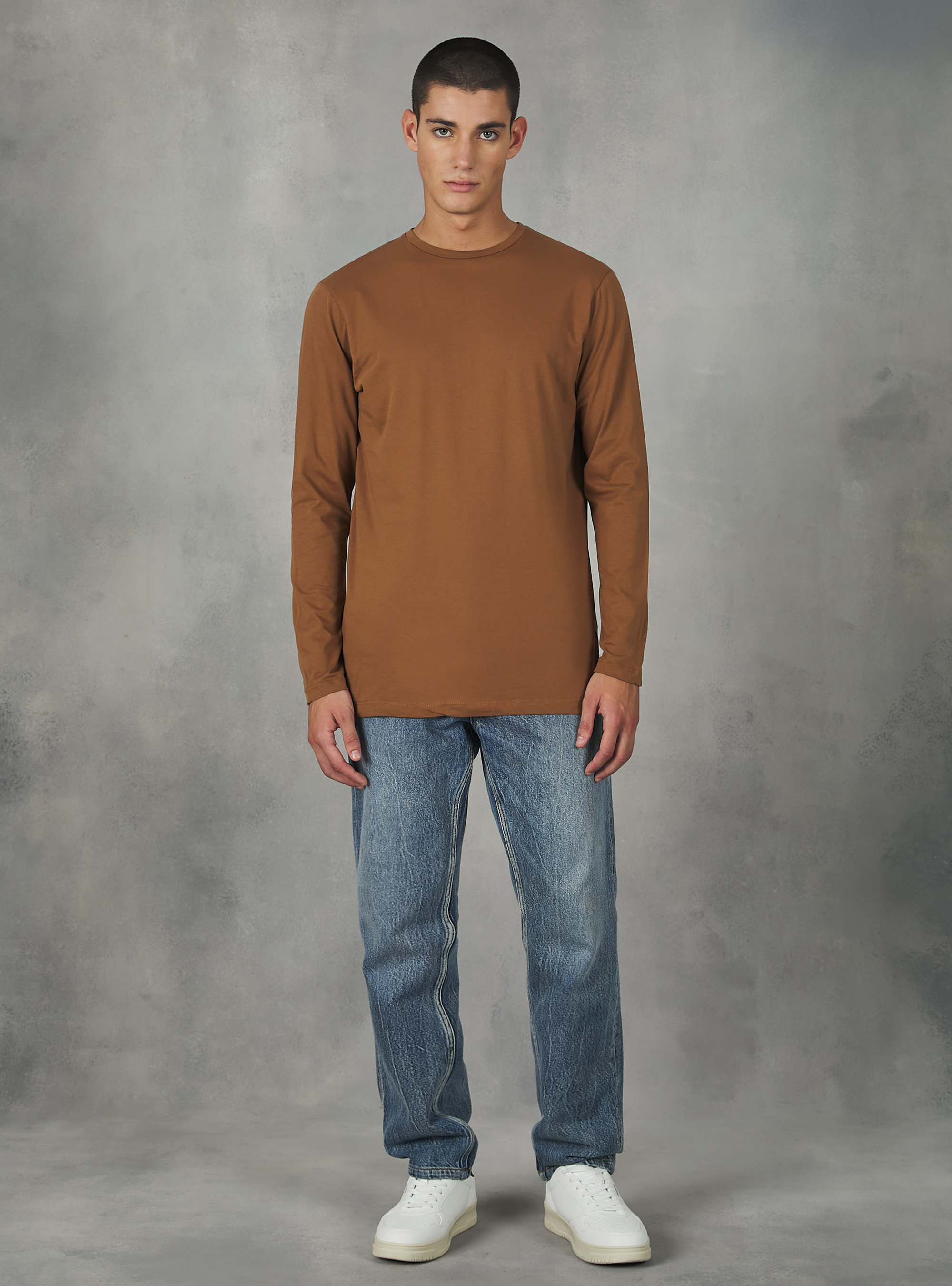 Maglietta a maniche lunghe in cotone, BG3 BEIGE LIGHT