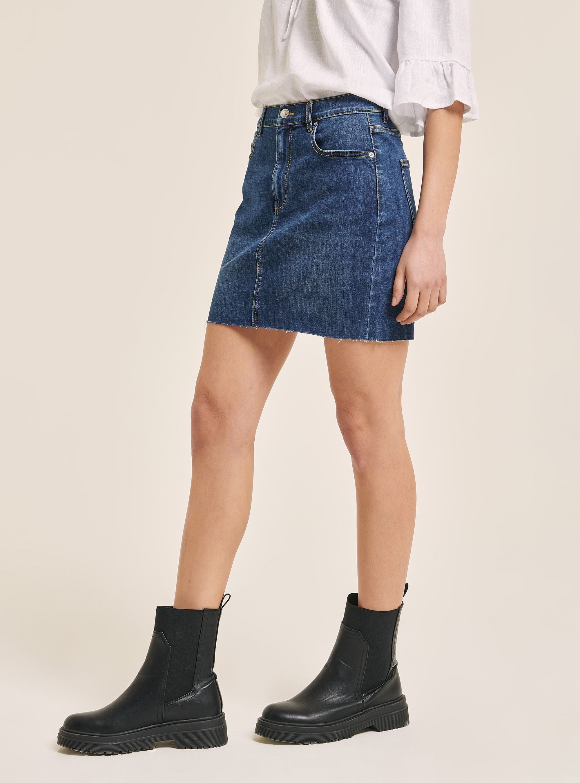 Gonna mini denim stretch, AZUL