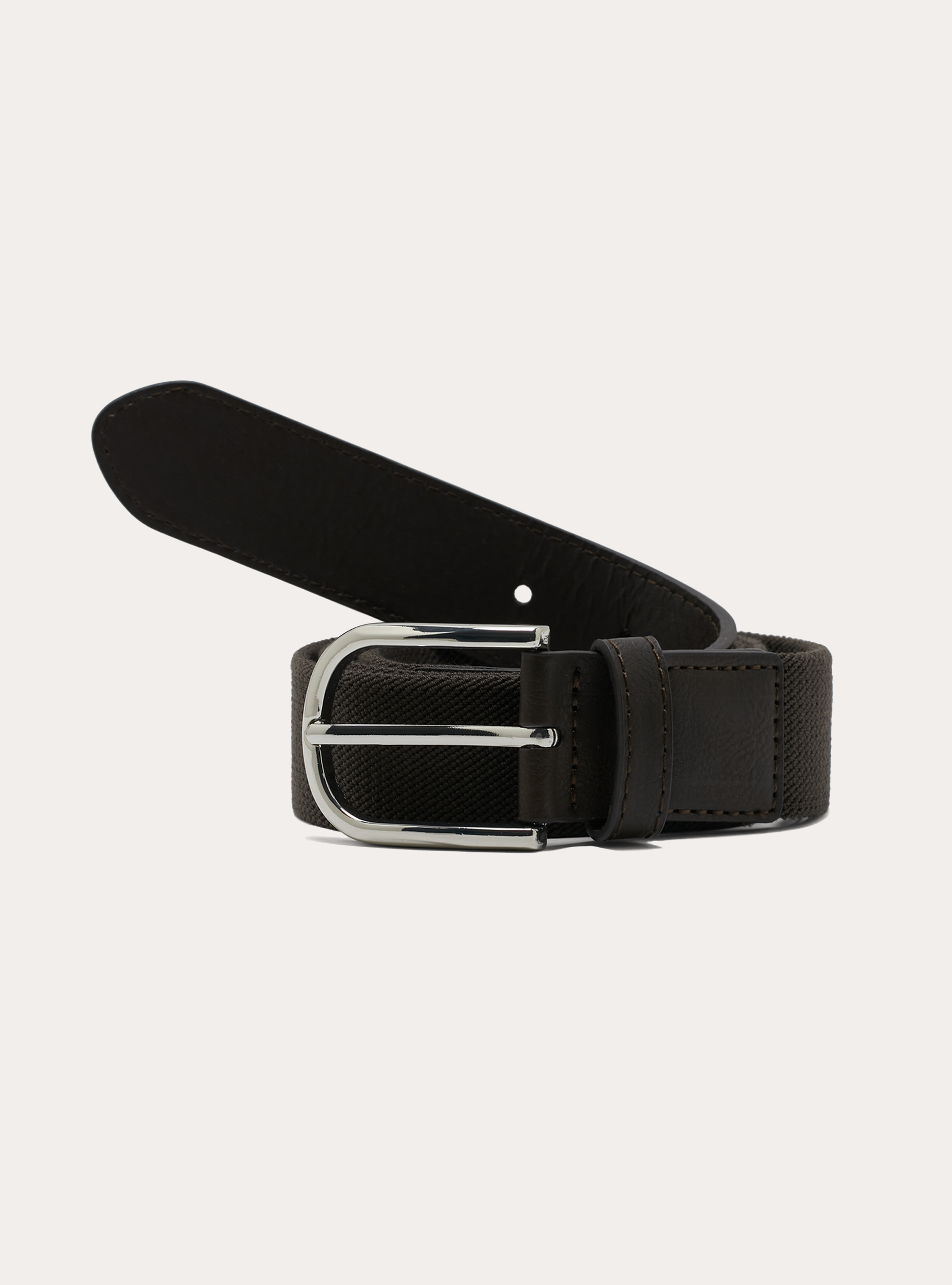 Stretch canvas belt, BR1 BROWN DARK