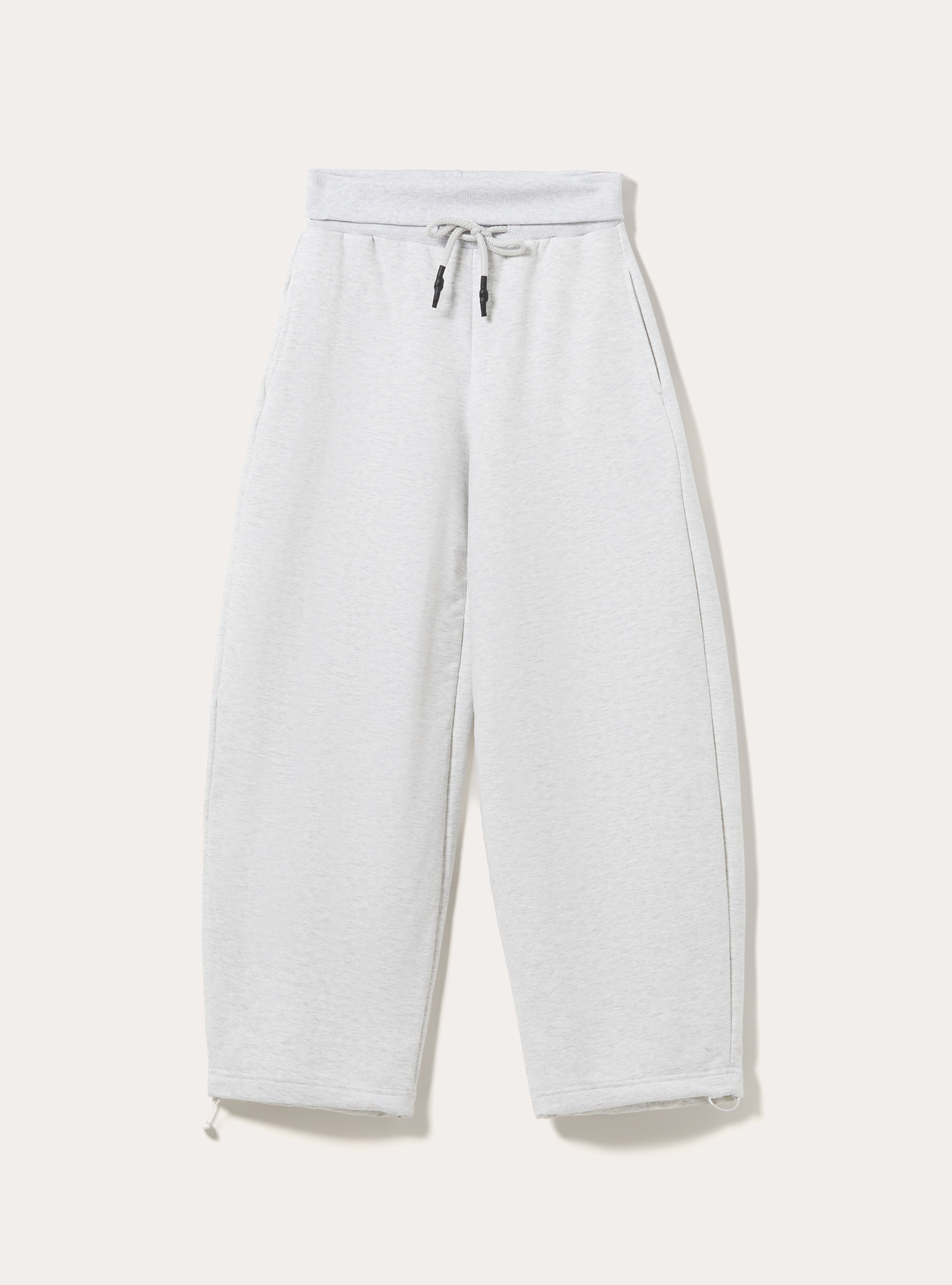 Pantaloni Jogger barrel fit con fascia risvoltata, GRIGIO CHIARO MELANGE