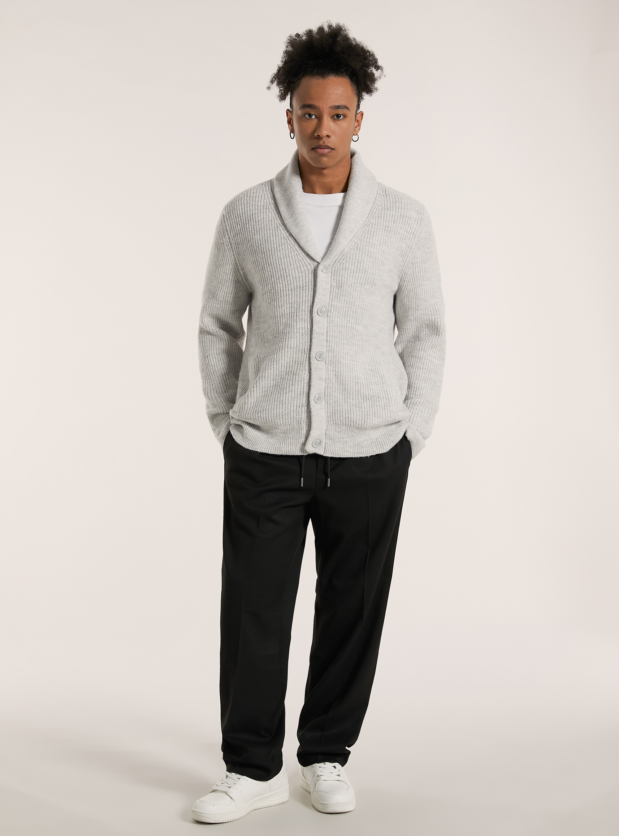 Pullover cardigan sof touch, MGY2 GREY MEL MEDIUM