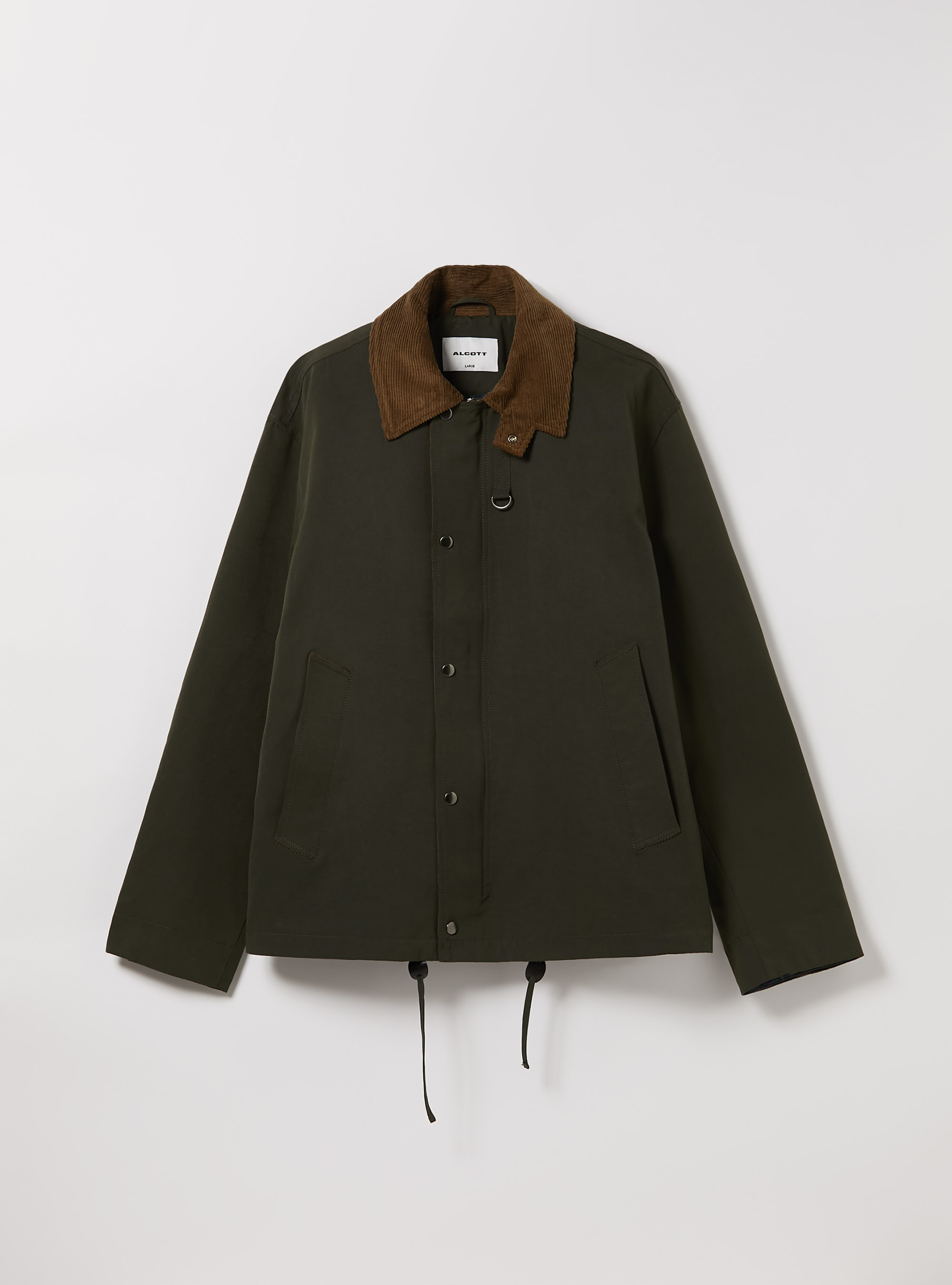 Waxed canvas jacket with ribbed collar, KY1 KAKY DARK