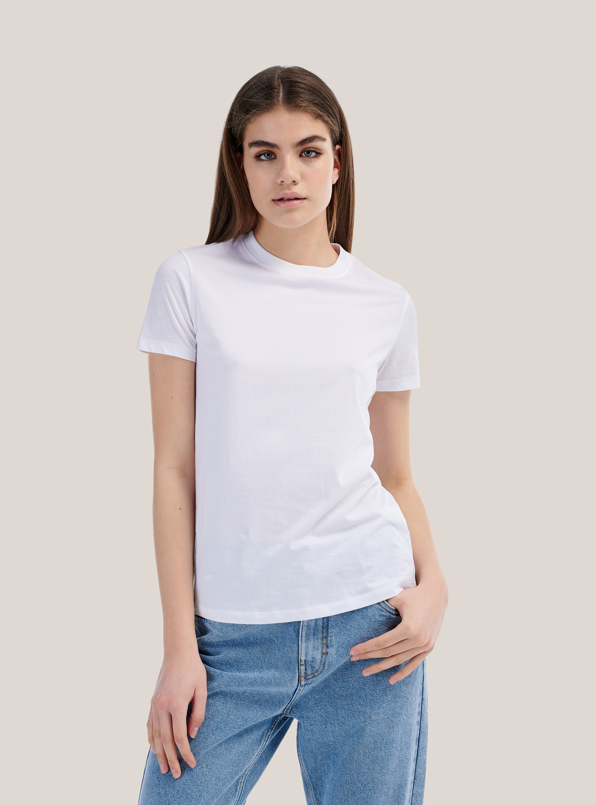 T-shirt solo color essential, BLANCO