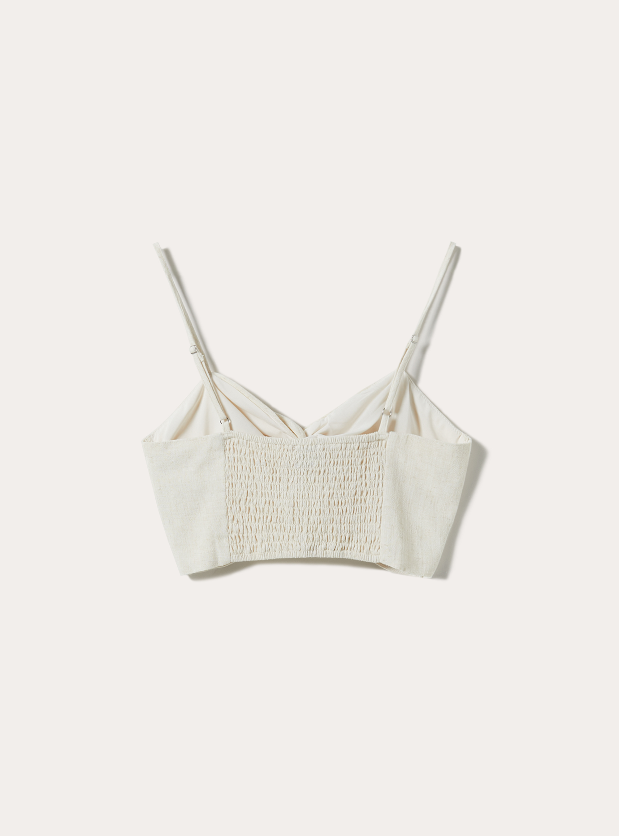 Linen-blend knot top, MBG3 BEIGE MEL LIGHT