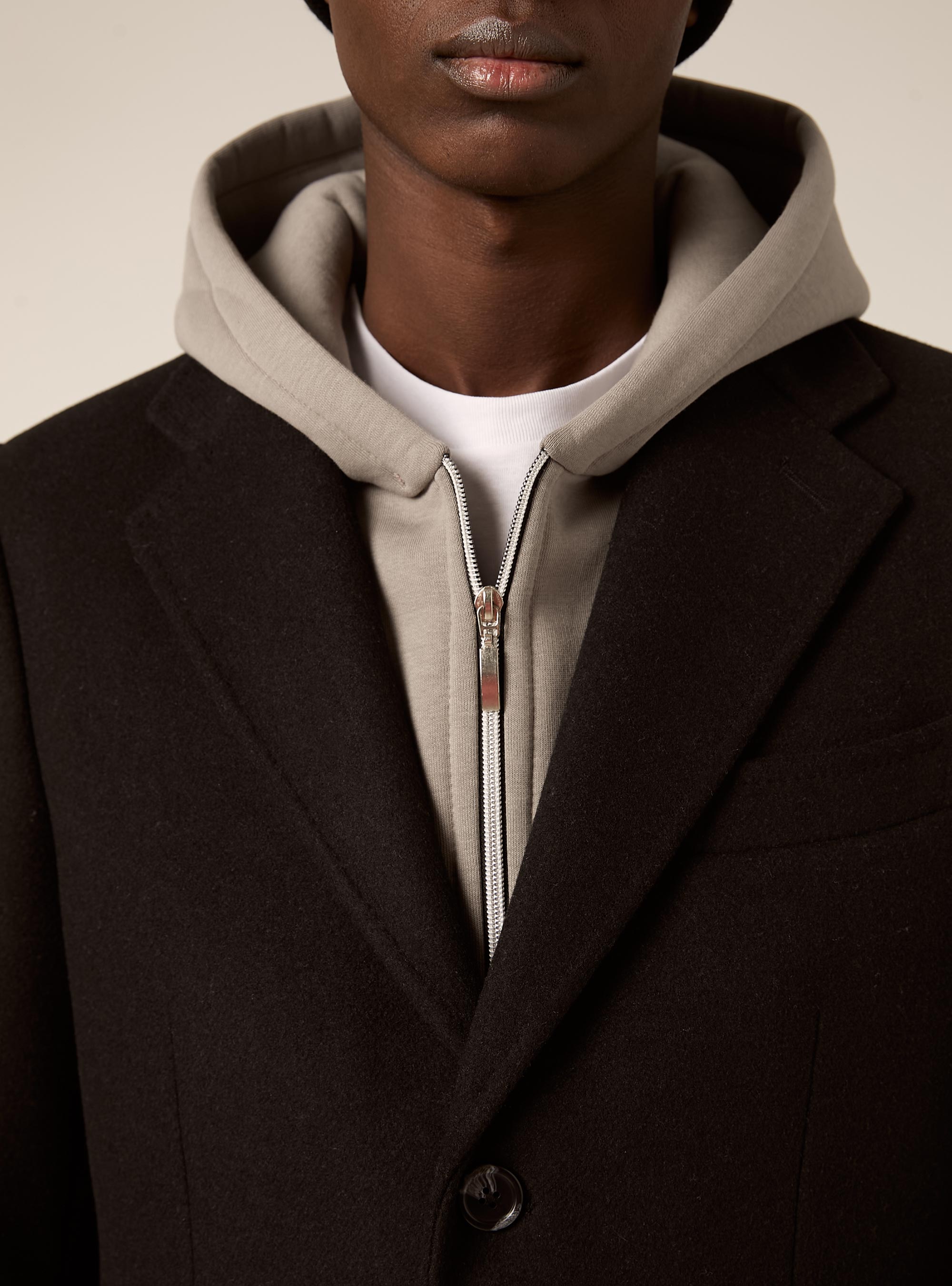 Single-breasted wool blend coat, BK1 BLACK