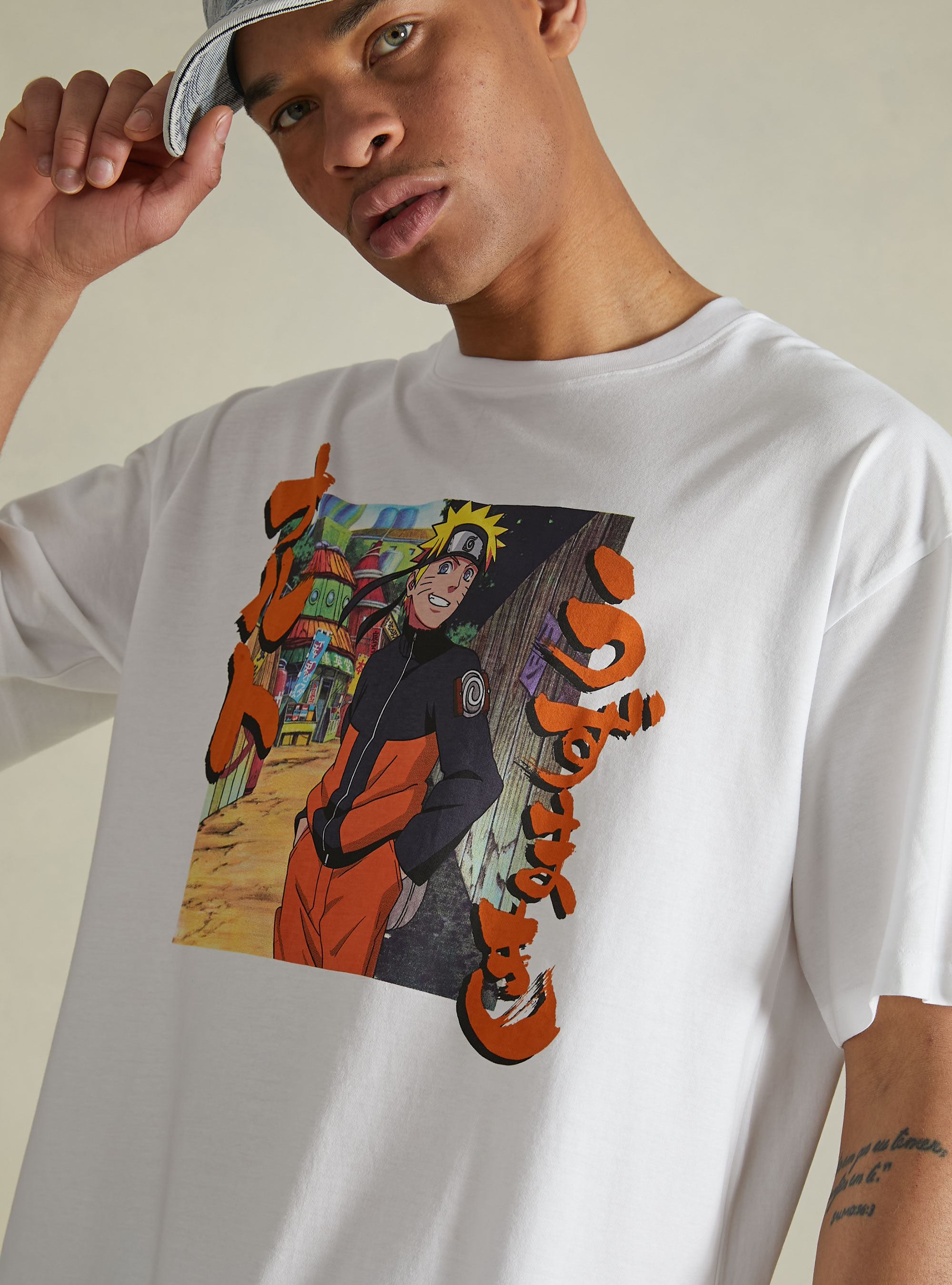Naruto / Alcott - T-shirt surdimensionne, WH3 WHITE