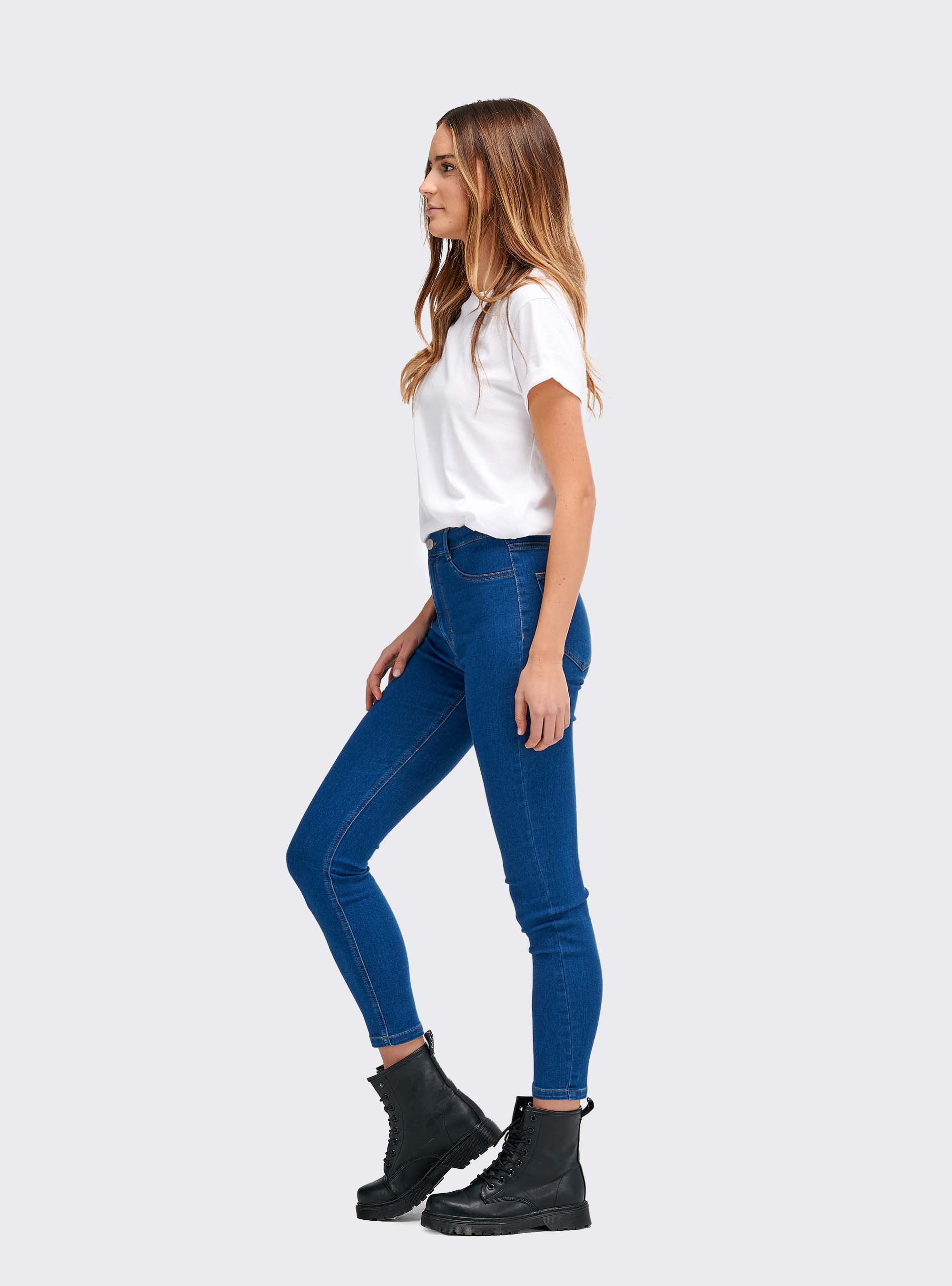 Jean skinny raccourci taille haute, C284 AZZURRE