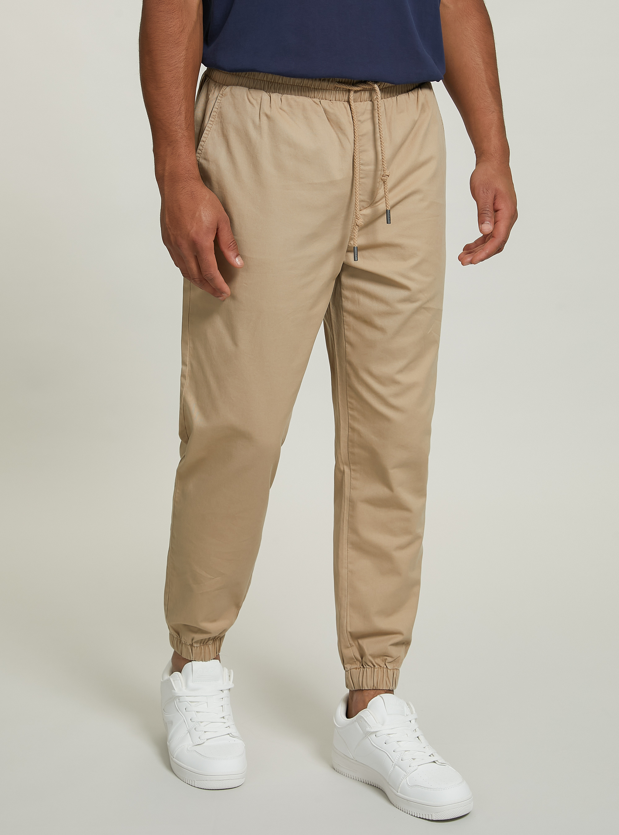 Twill chinos with elasticated waistband, TB3 TOBACCO LIGHT