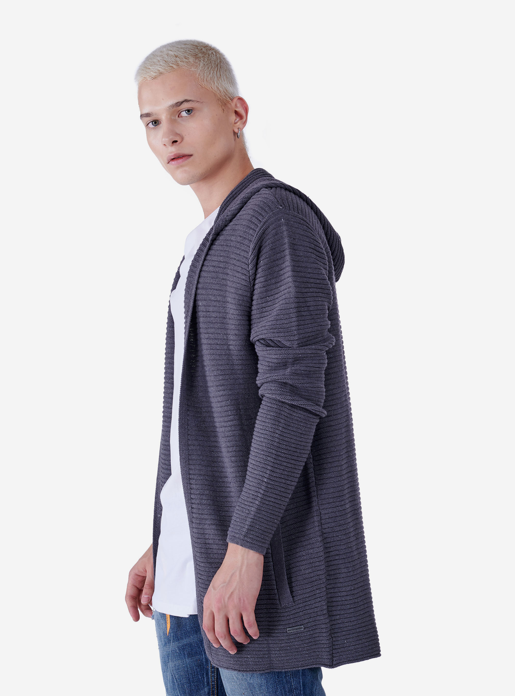 OPEN PULLOVER, DARK GREY MELANGE