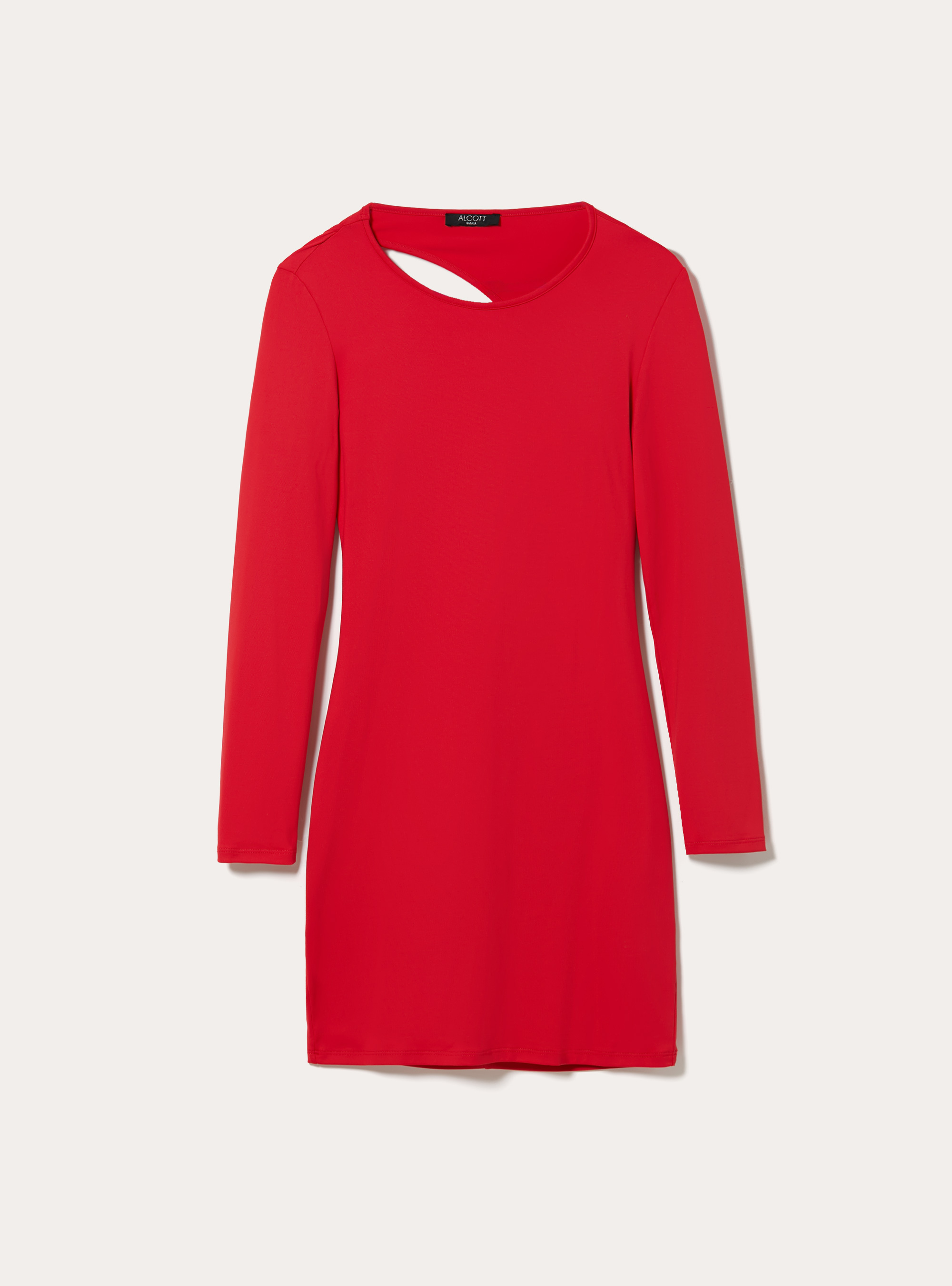 Long-sleeved dress with open back, RD2 RED MEDIUM