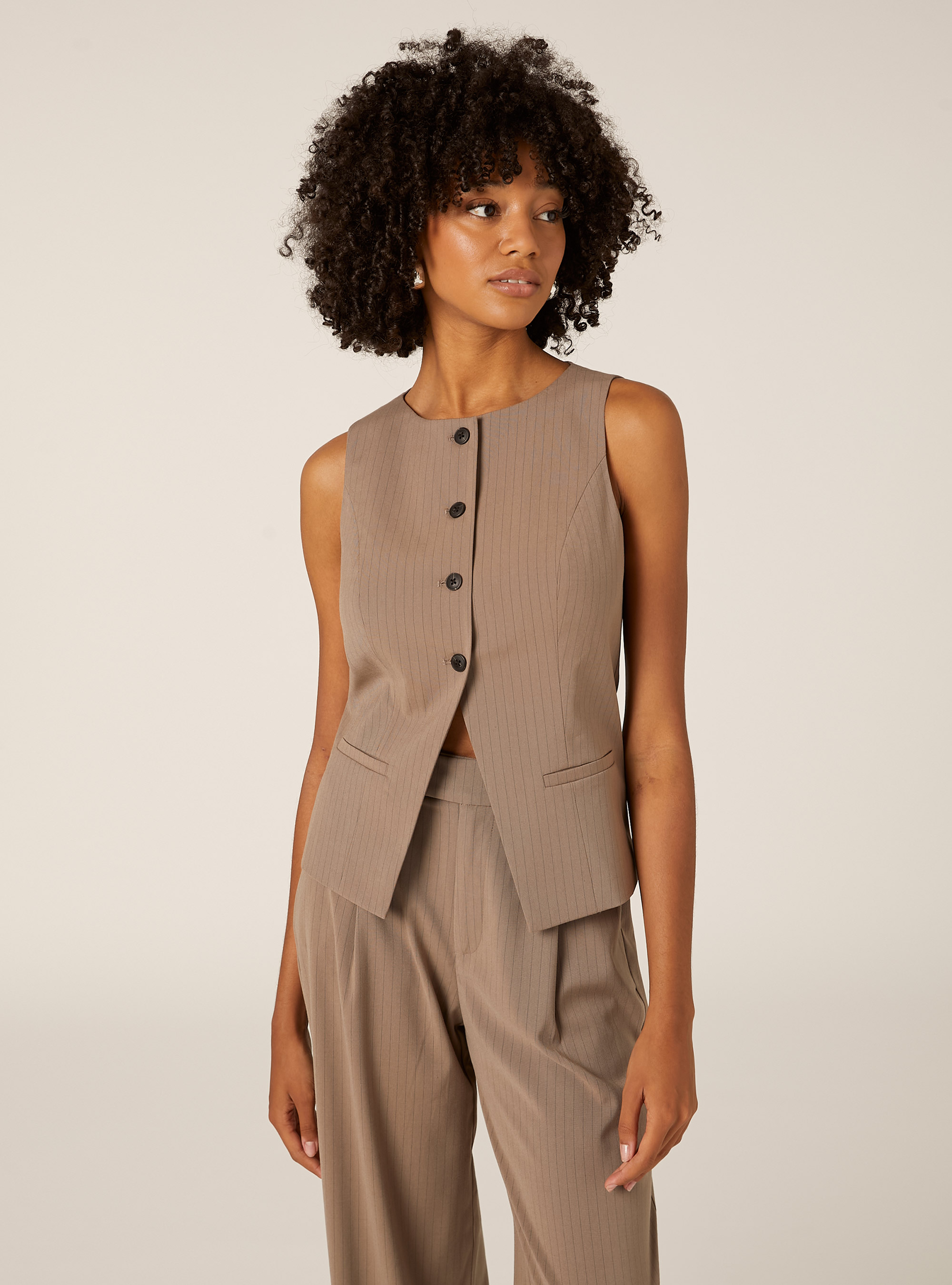 Weste in regulärer Länge mit Knöpfen, BG2 BEIGE MEDIUM