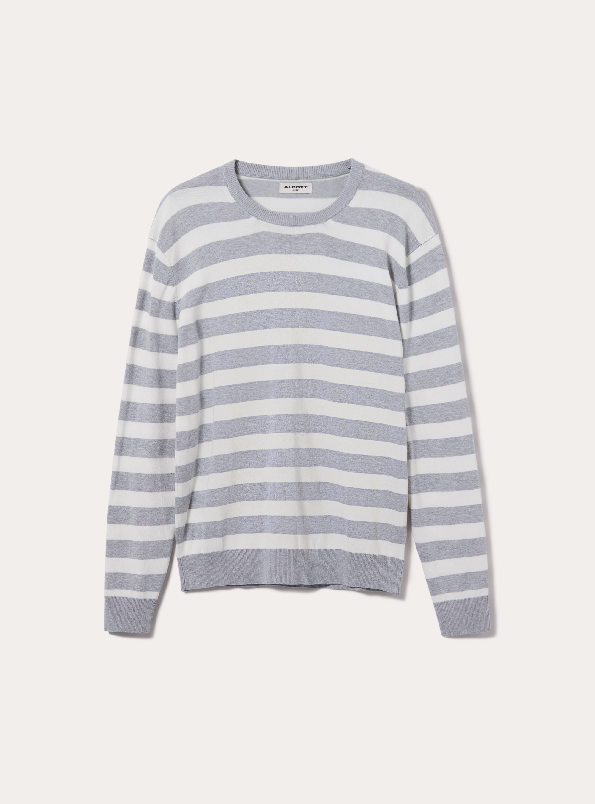 Jersey de viscosa a rayas de cuello redondo, MGY2 GREY MEL MEDIUM