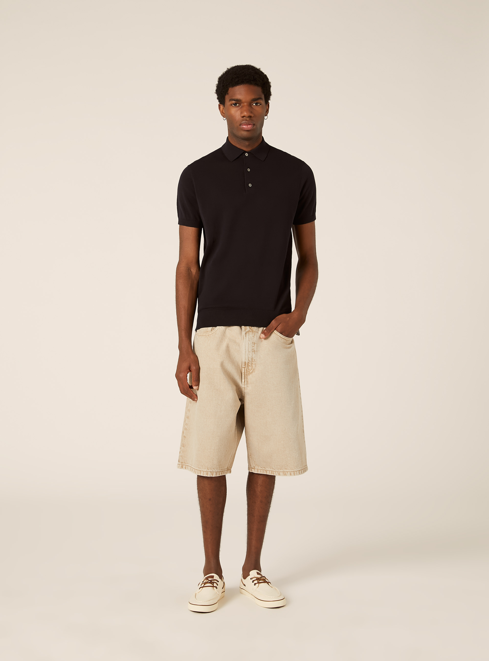 Extrafine cotton knit polo shirt, NA1 NAVY DARK