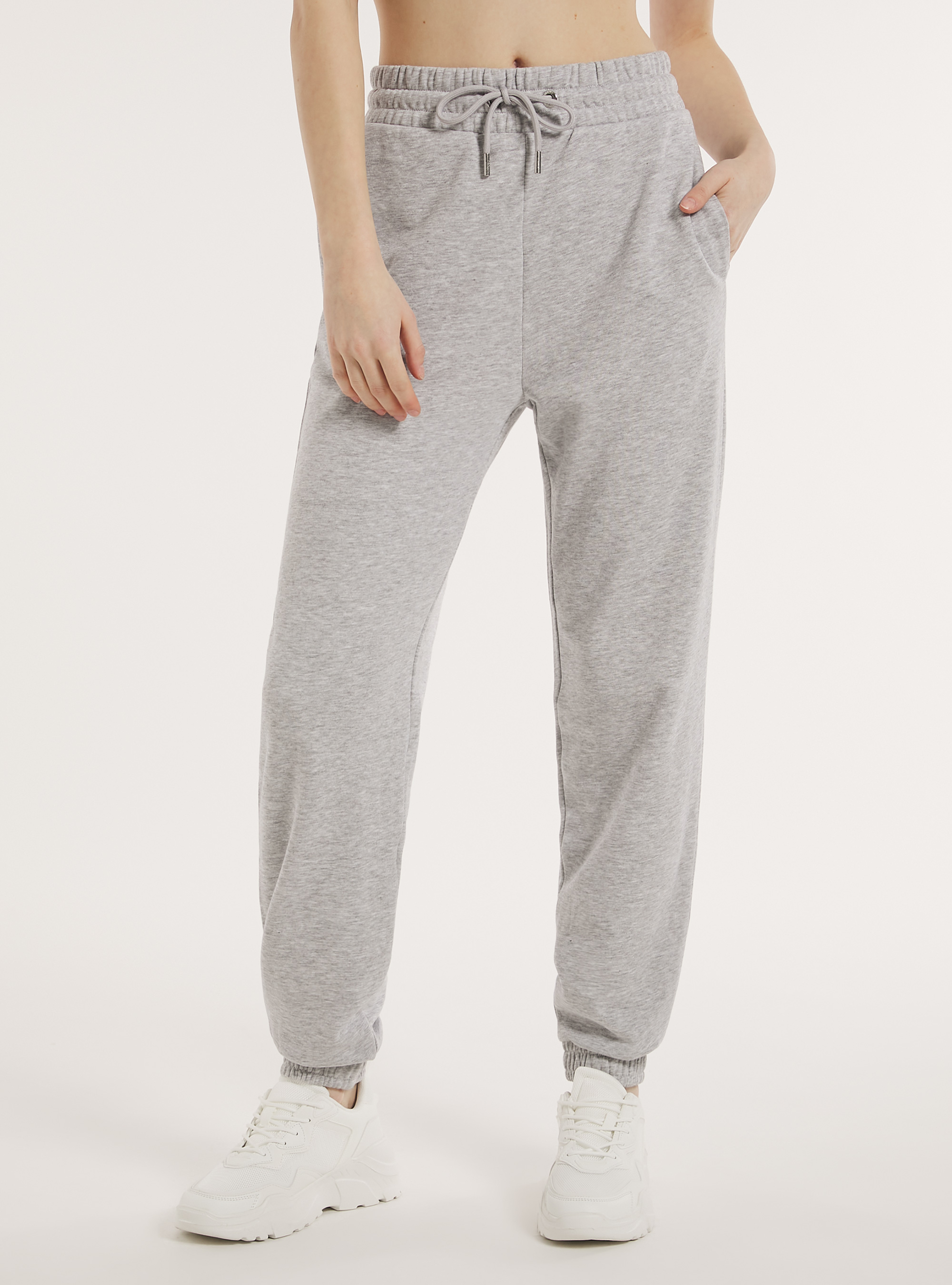 Pantalon jogger en peluche, MGY3 GREY MEL LIGHT