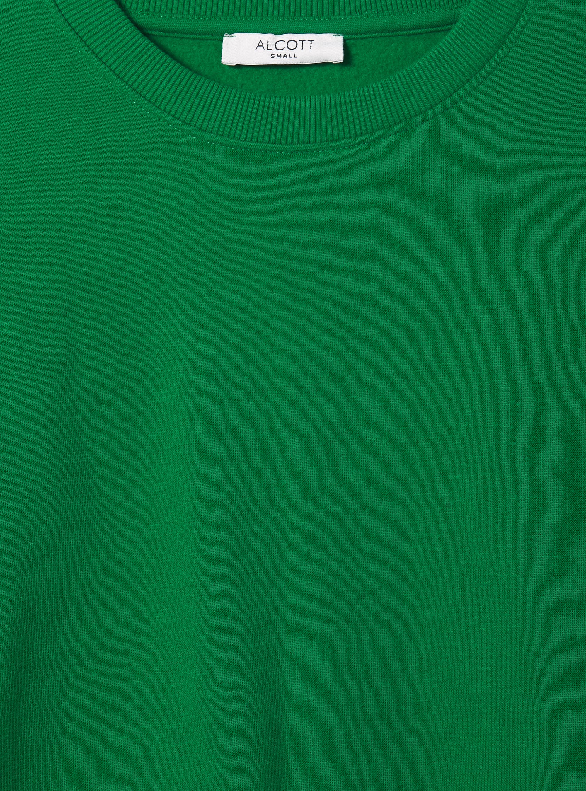 Plain-coloured cotton crew-neck sweatshirt, GN2 GREEN MEDIUM